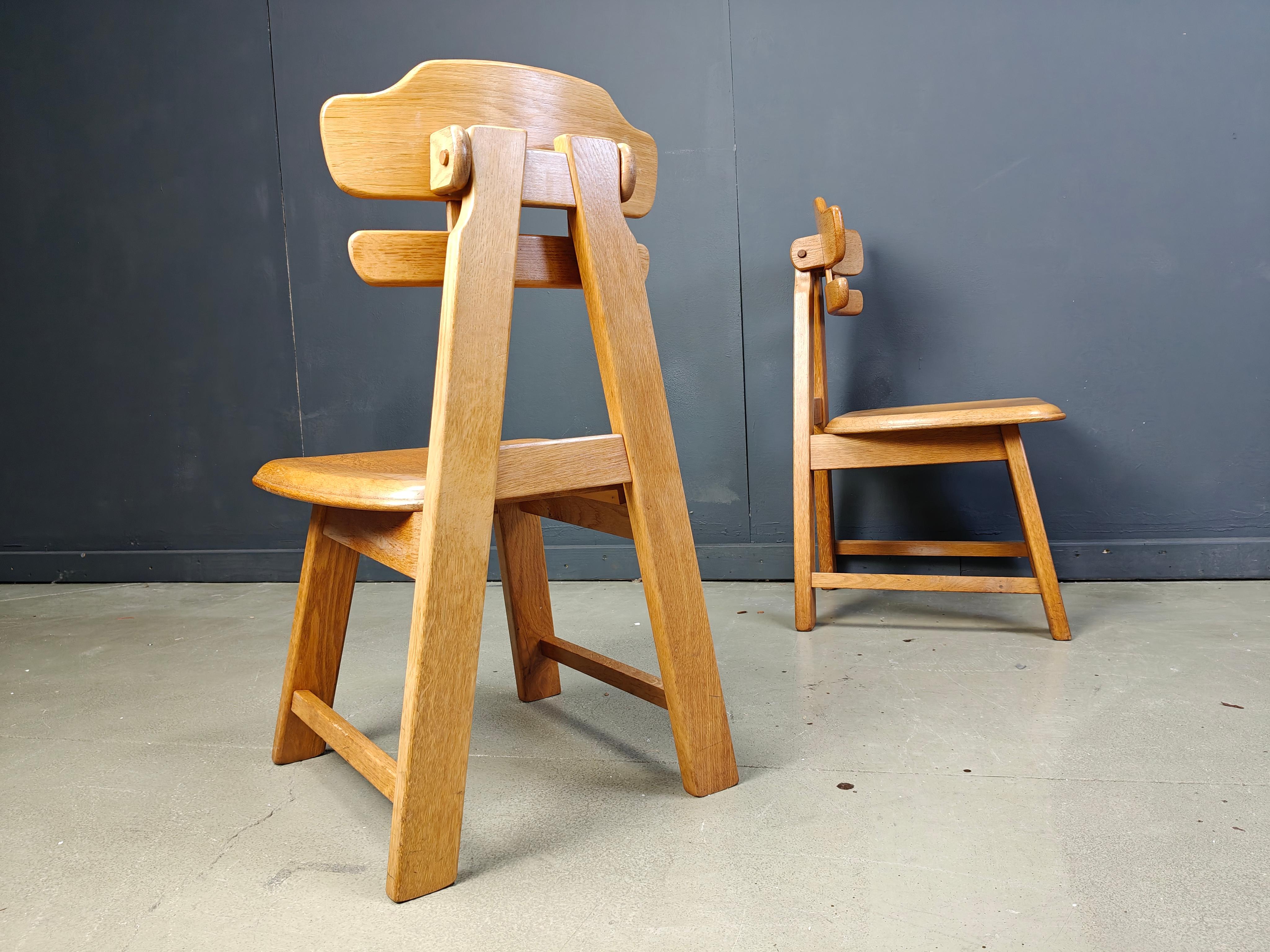 Mid-20th Century Vintage dutch brutalist oak dining chairs, 1960s For Sale