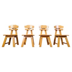 Vintage dutch brutalist oak dining chairs, 1960s