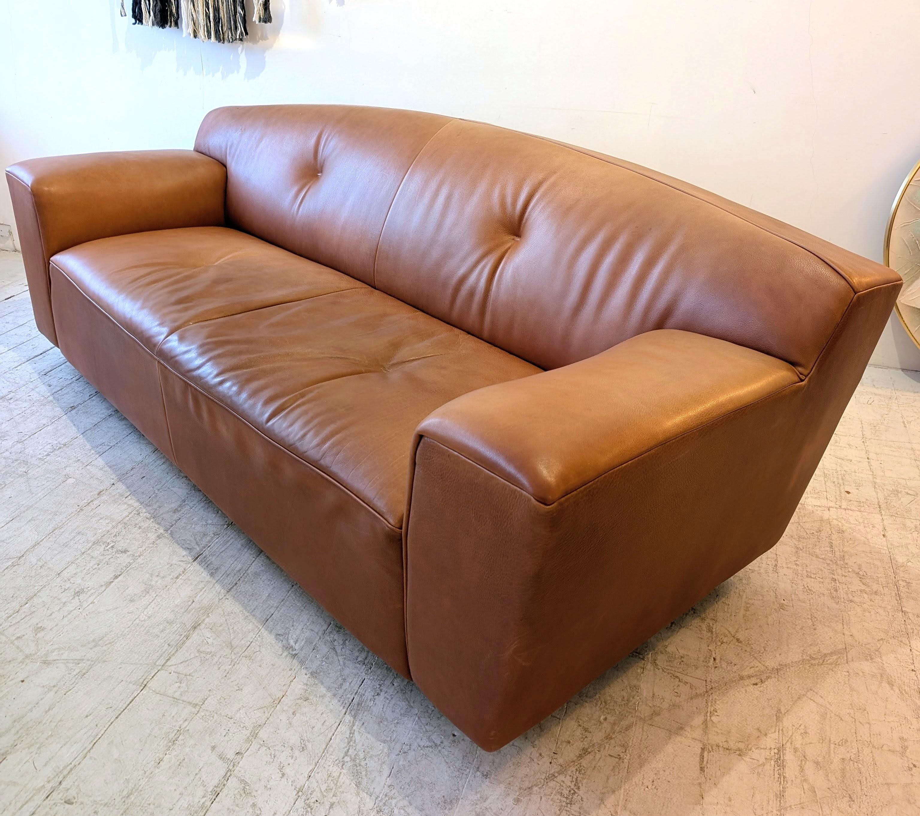 Sofá Rivera vintage holandés de cuero de búfalo de Gijs Papavoine Montis c años 80 / 90 Posmoderno en venta