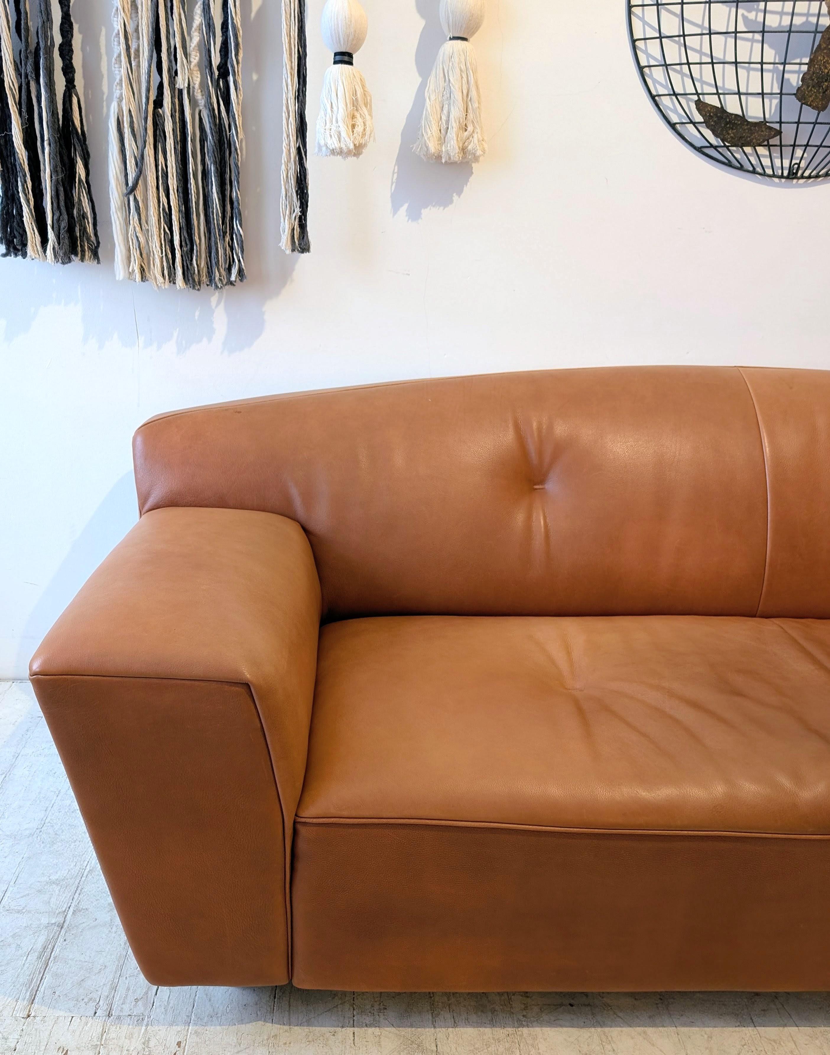 Sofá Rivera vintage holandés de cuero de búfalo de Gijs Papavoine Montis c años 80 / 90 Cuero en venta