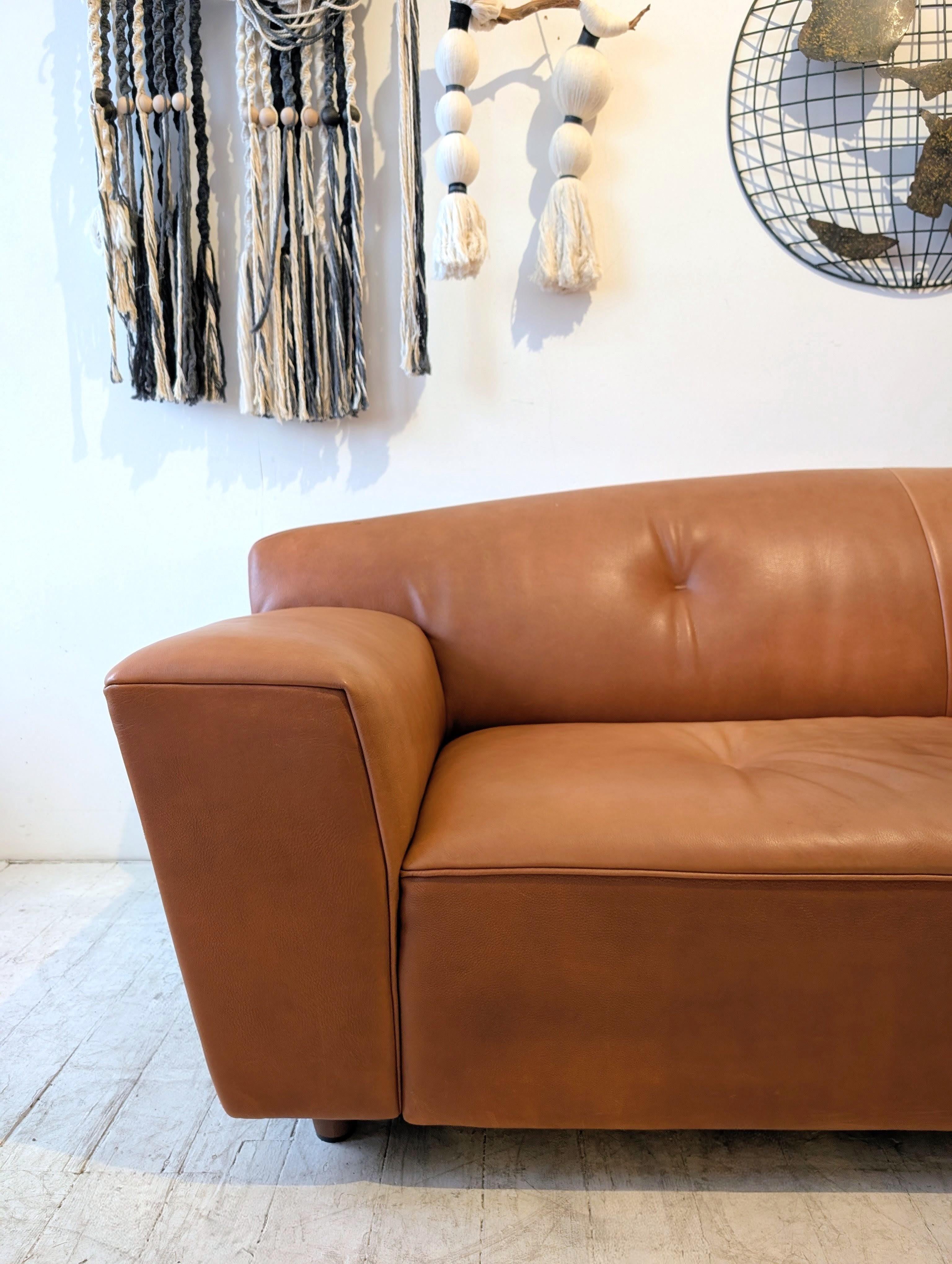 Sofá Rivera vintage holandés de cuero de búfalo de Gijs Papavoine Montis c años 80 / 90 en venta 1