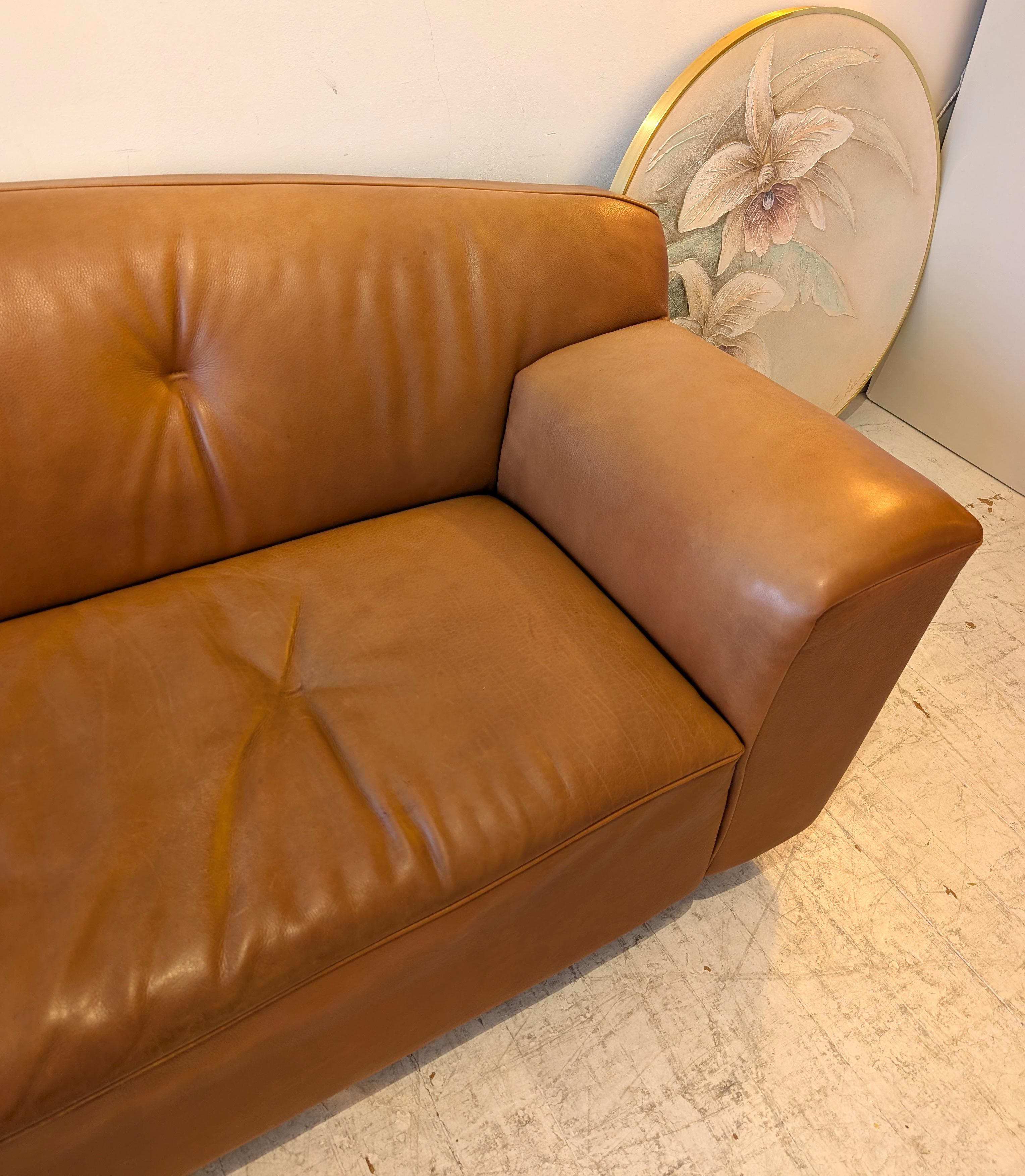 Sofá Rivera vintage holandés de cuero de búfalo de Gijs Papavoine Montis c años 80 / 90 en venta 2