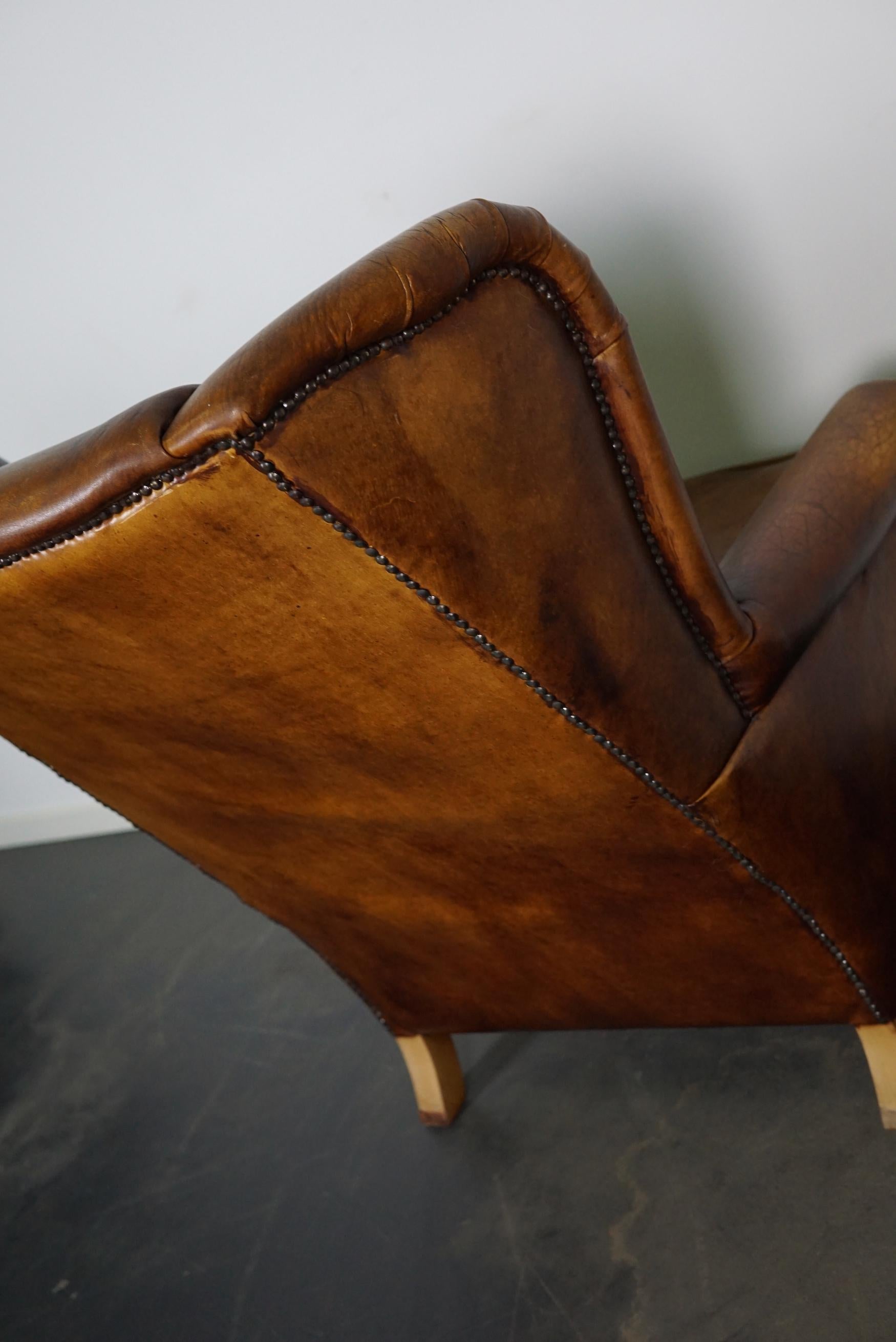 Vintage Dutch Burgundy-Colored Leather Club Chair 5