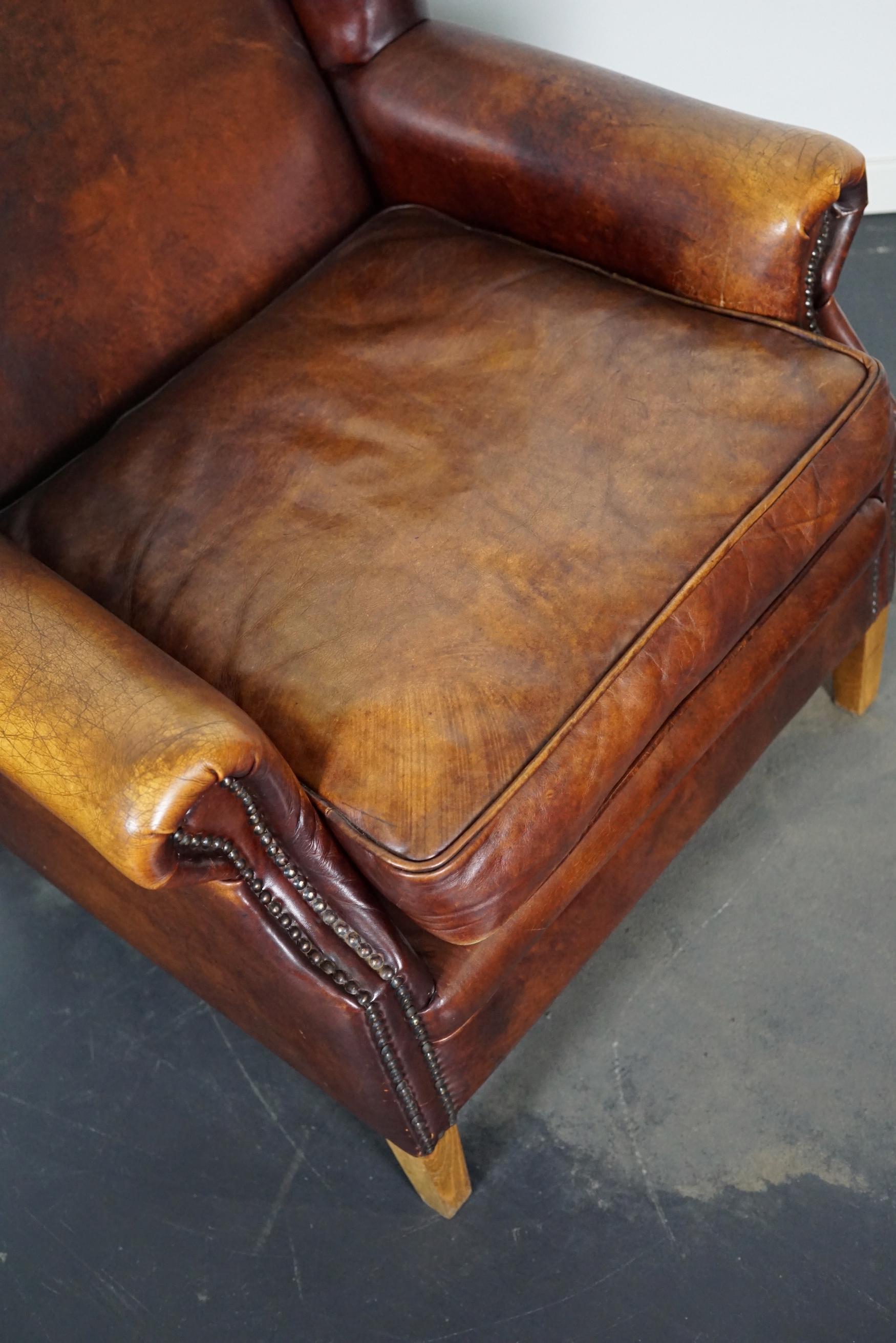 Vintage Dutch Burgundy-Colored Leather Club Chair 8