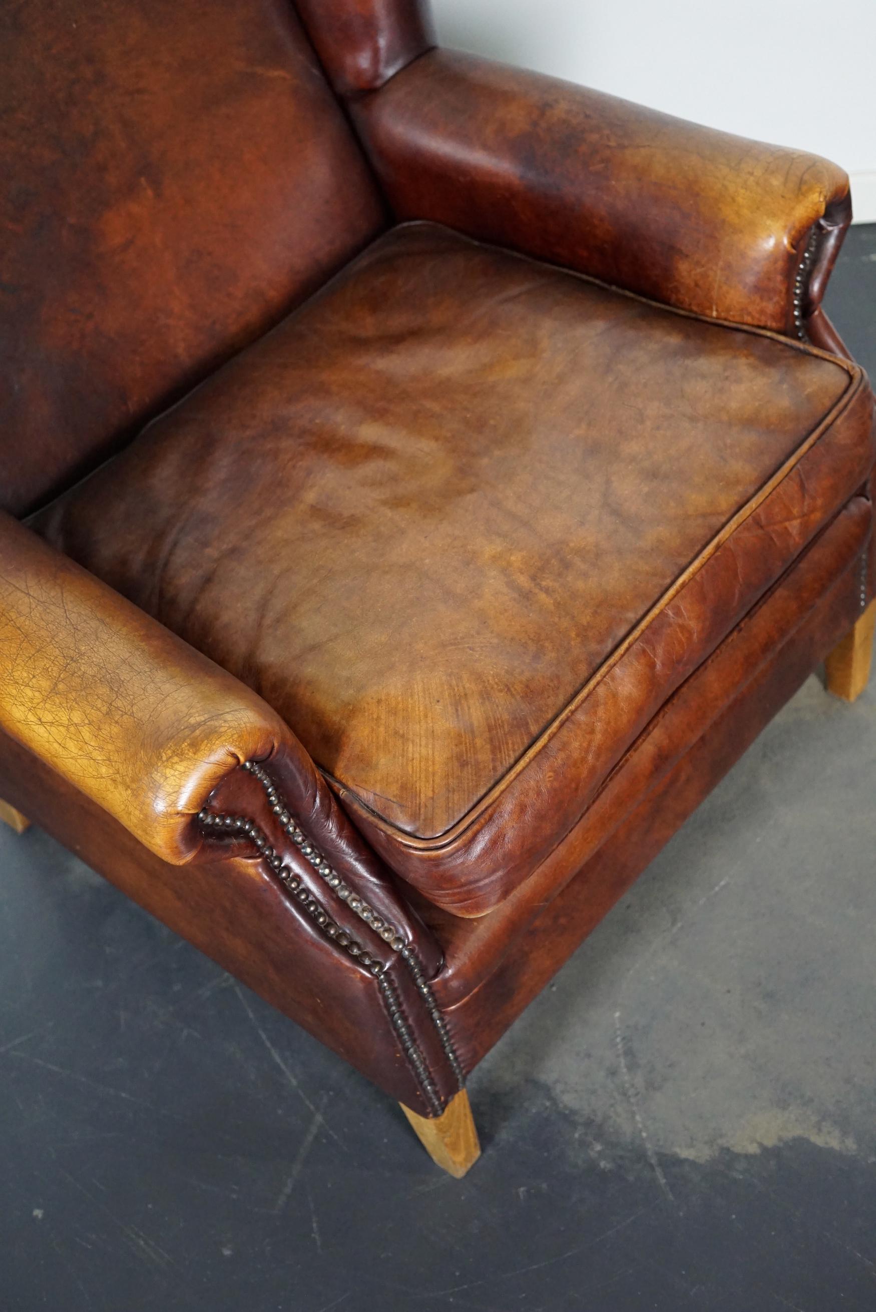 Vintage Dutch Burgundy-Colored Leather Club Chair 9