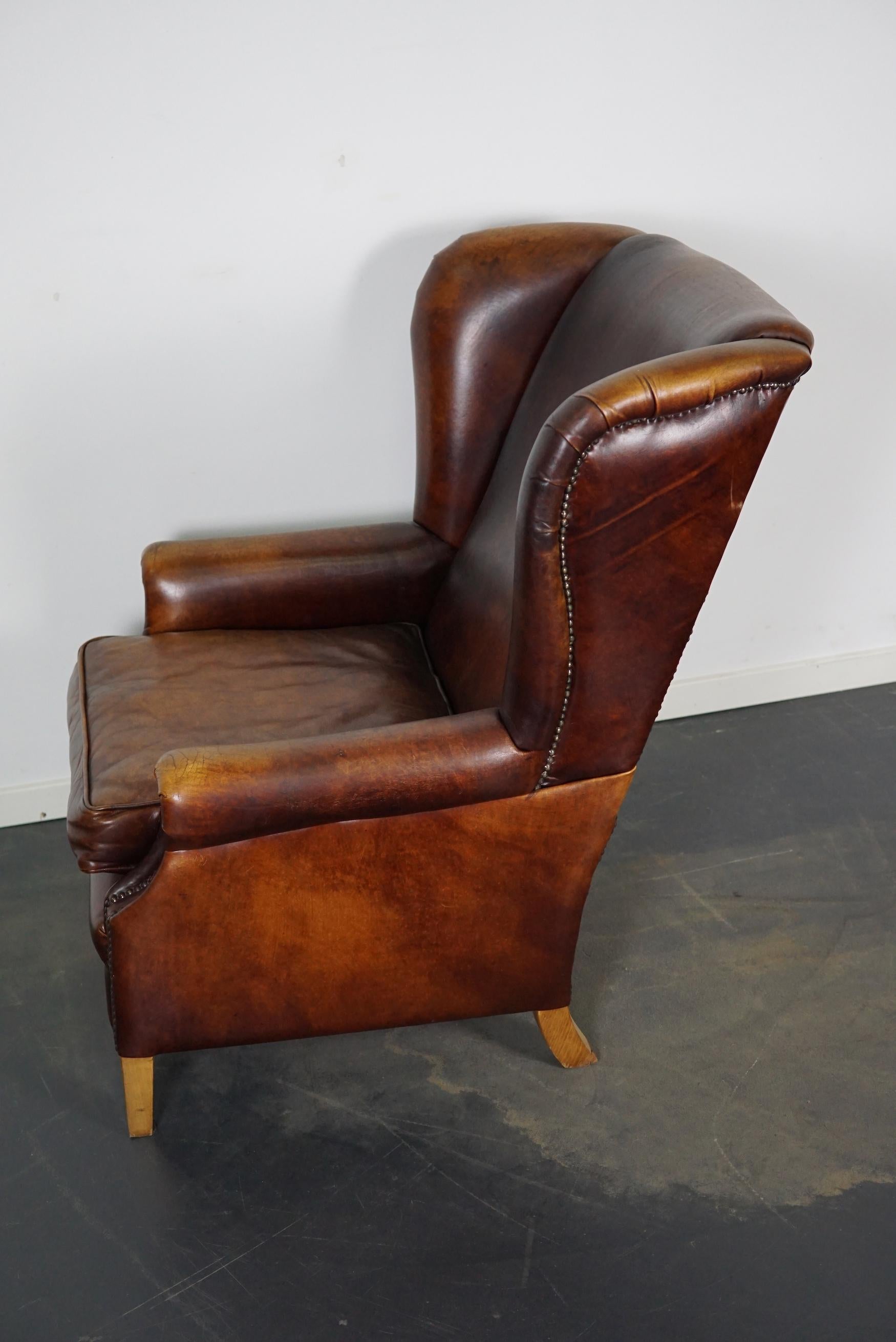 Vintage Dutch Burgundy-Colored Leather Club Chair 1