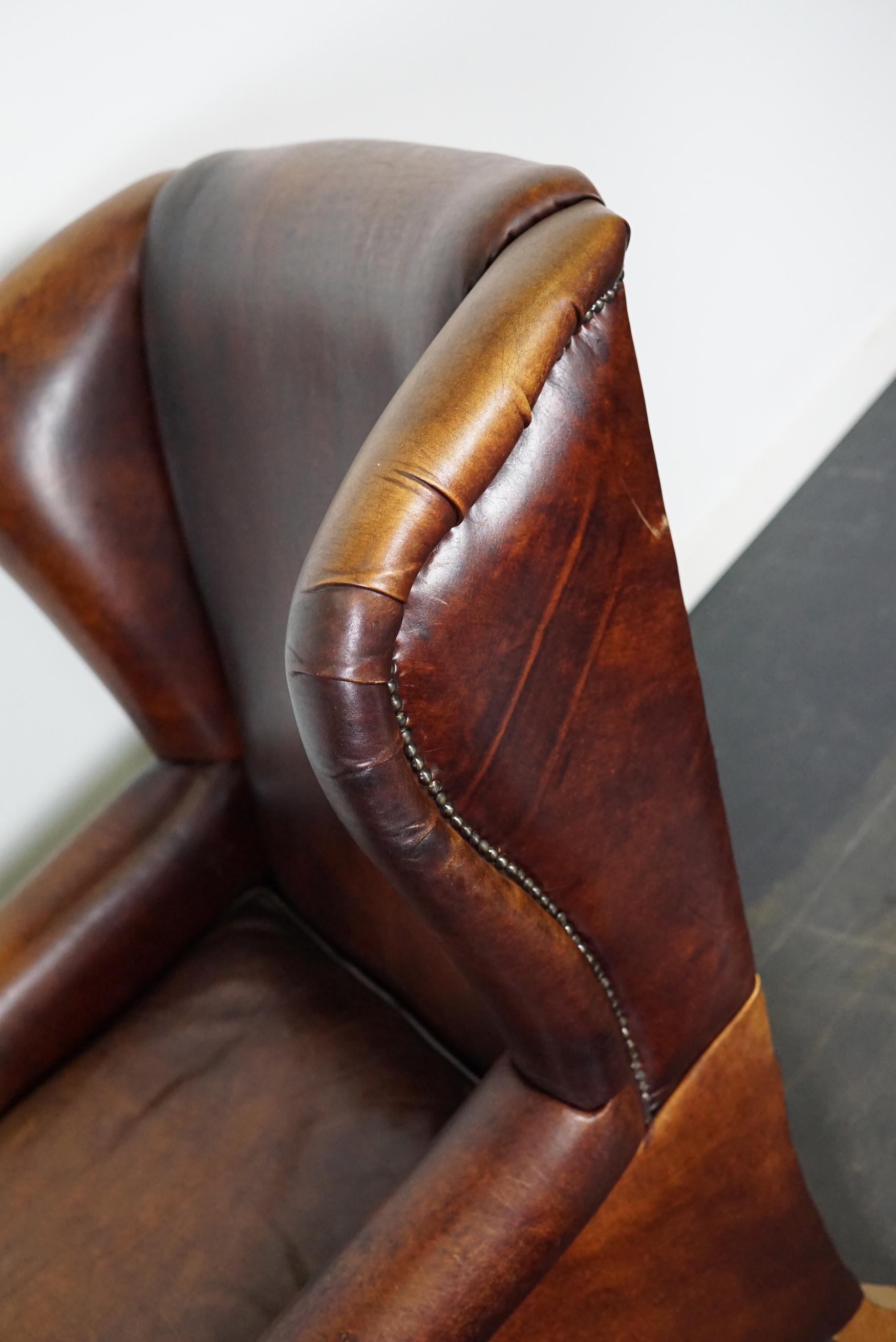 Vintage Dutch Burgundy-Colored Leather Club Chair 2