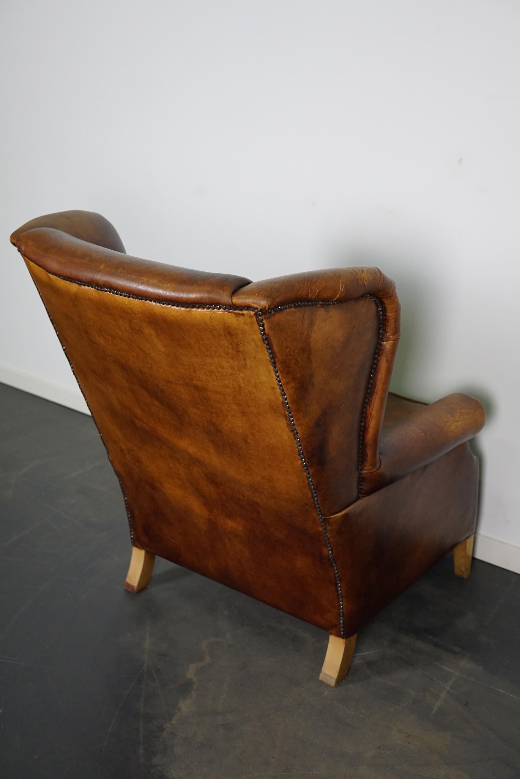 Vintage Dutch Burgundy-Colored Leather Club Chair 4