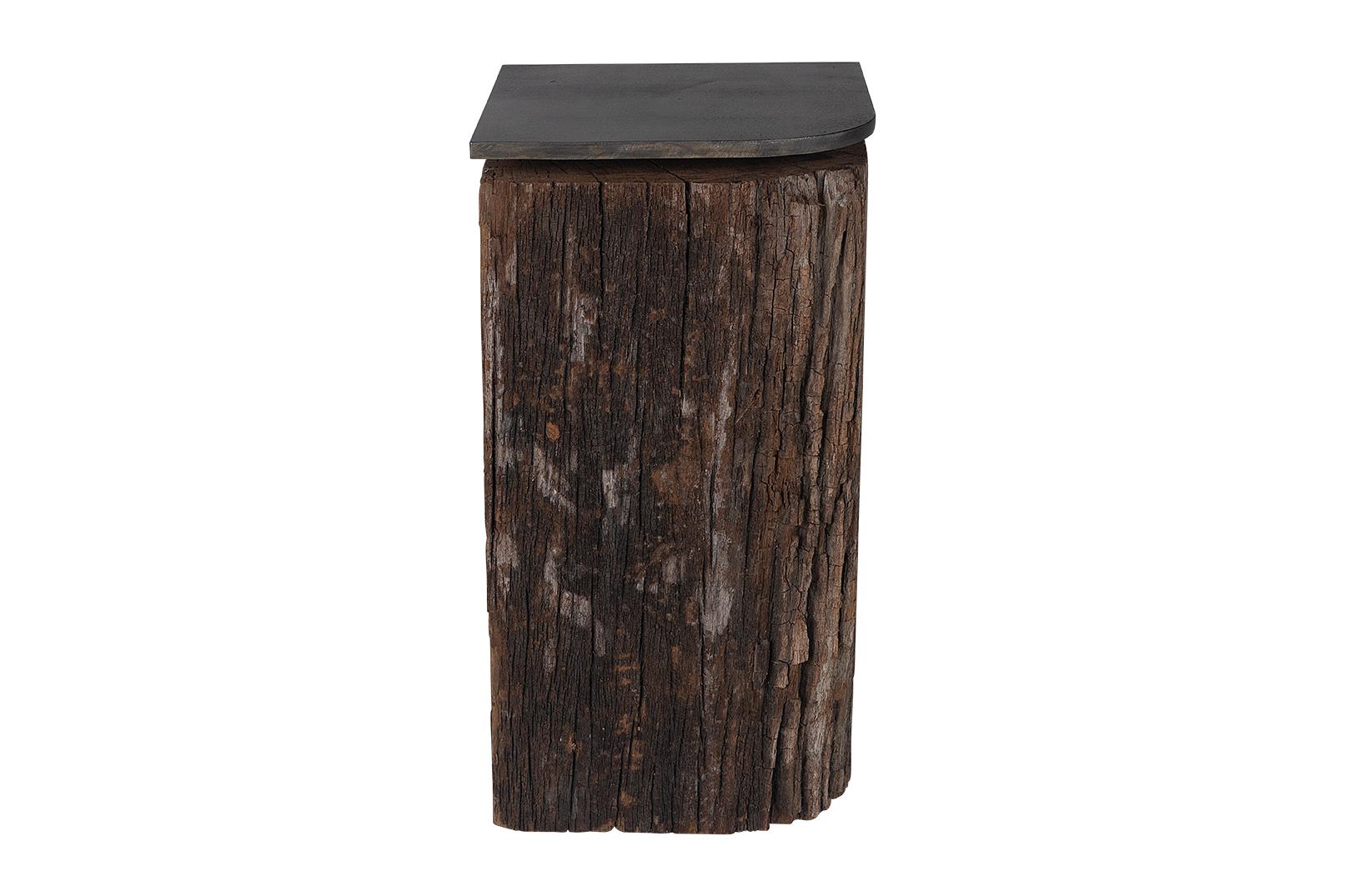 20ième siècle Table d'appoint Vintage Dutch Canal Post avec plateau en acier patiné en vente