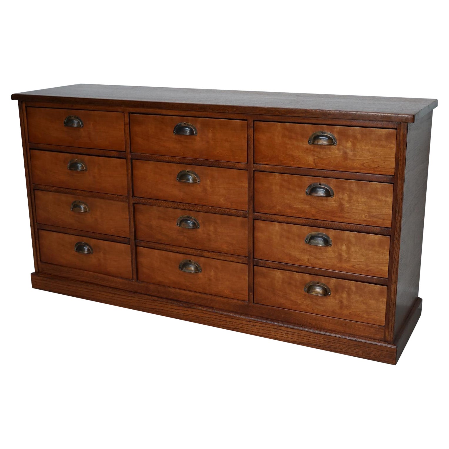 Vintage Dutch Cherry Apothecary / Filing Cabinet, 1930s