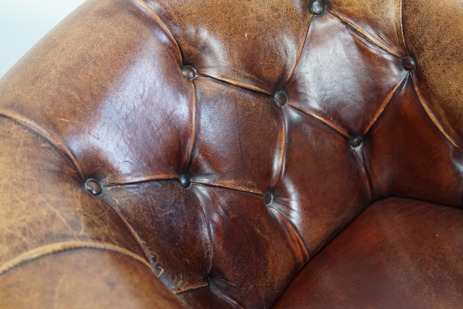 Vintage Dutch Chesterfield Cognac Leather Club Chairs, Set of 2 12