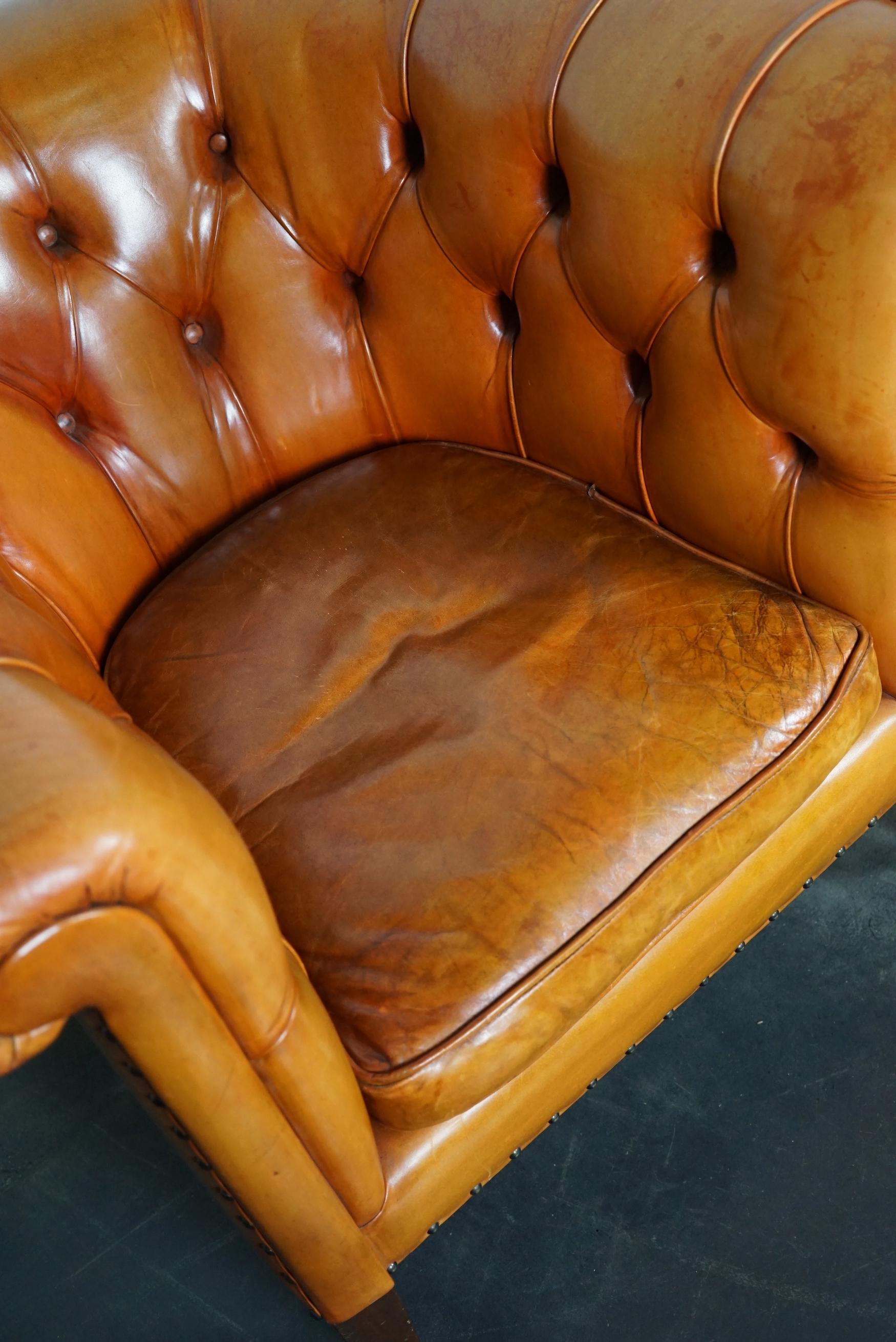 Vintage Dutch Chesterfield Cognac Leather Club Chairs, Set of 2 1