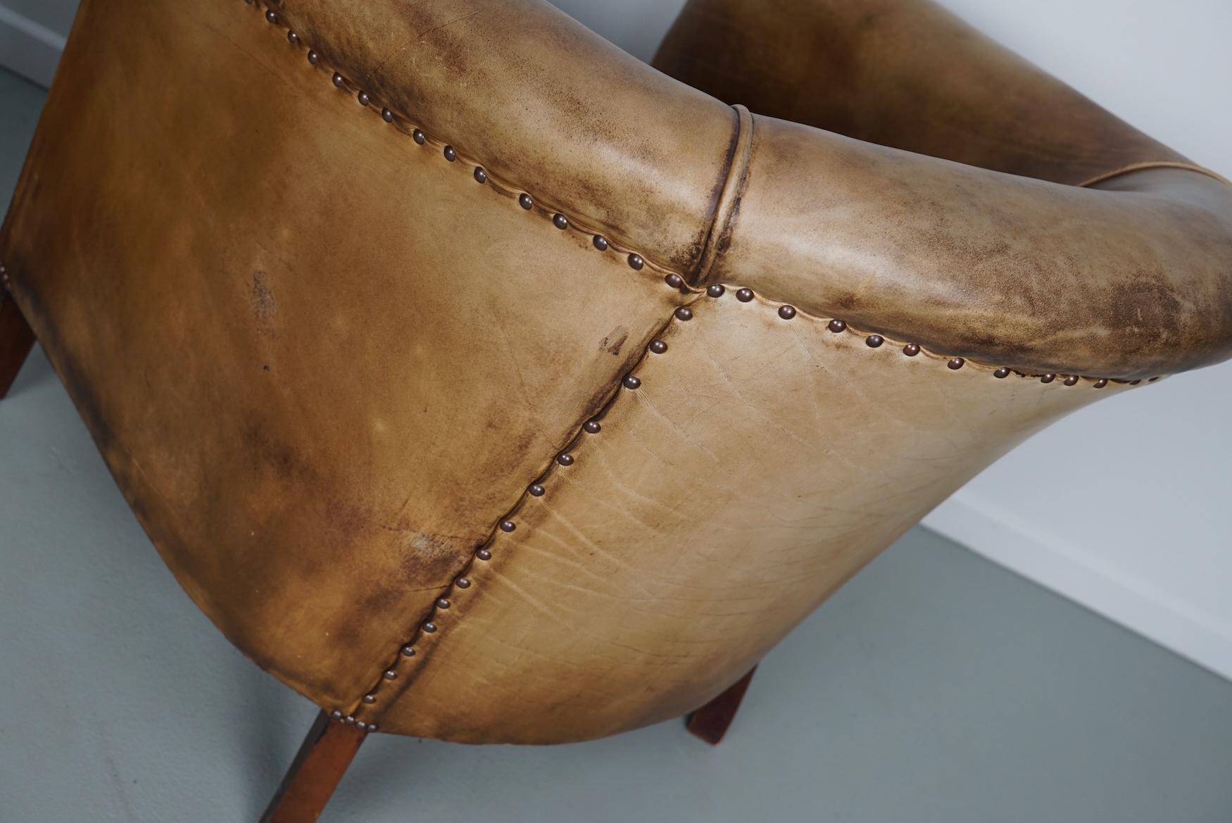 Vintage Dutch Cognac / Brown Colored Leather Club Chair, Set of 2 11