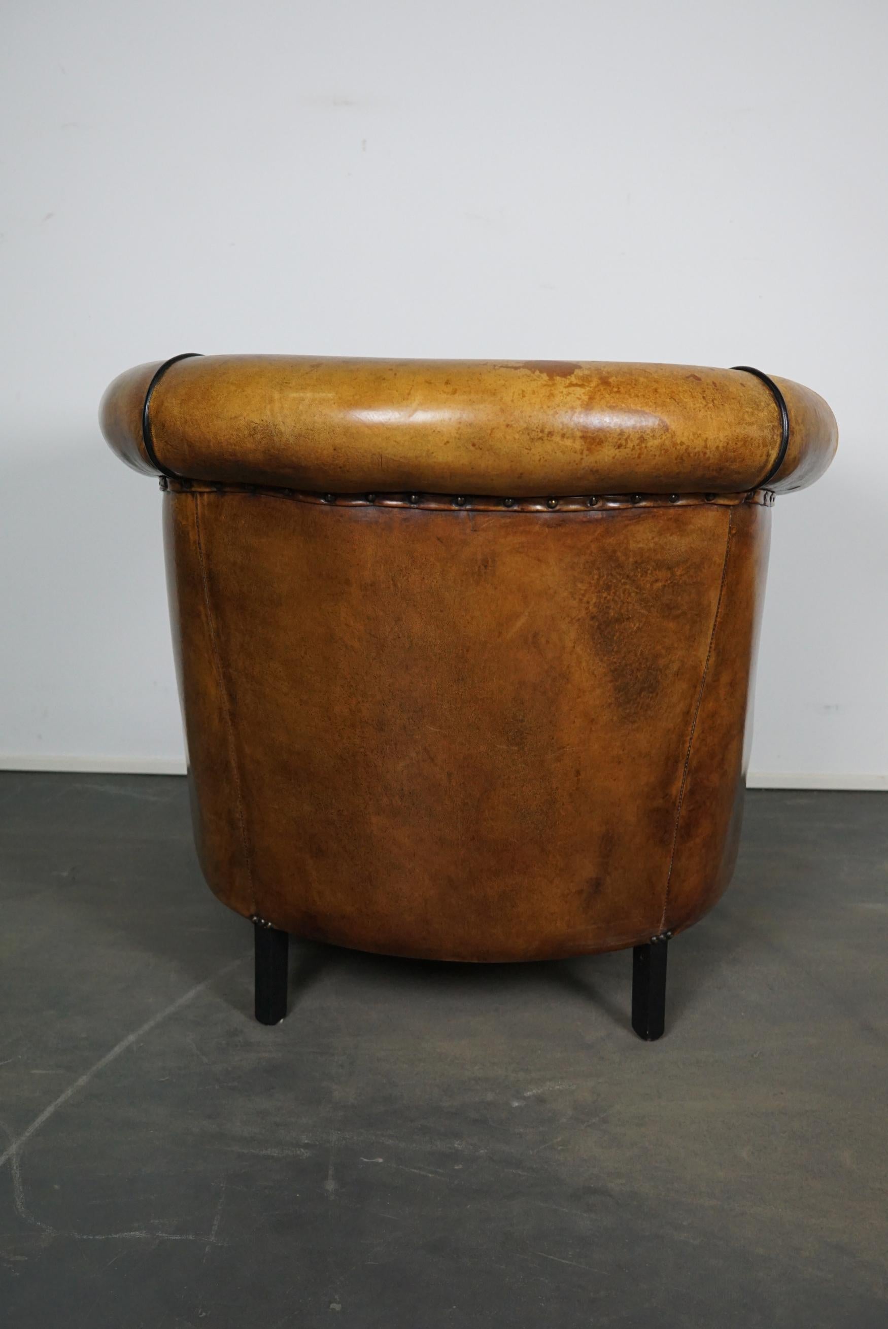 Vintage Dutch Cognac-Colored Leather Club Chair 5