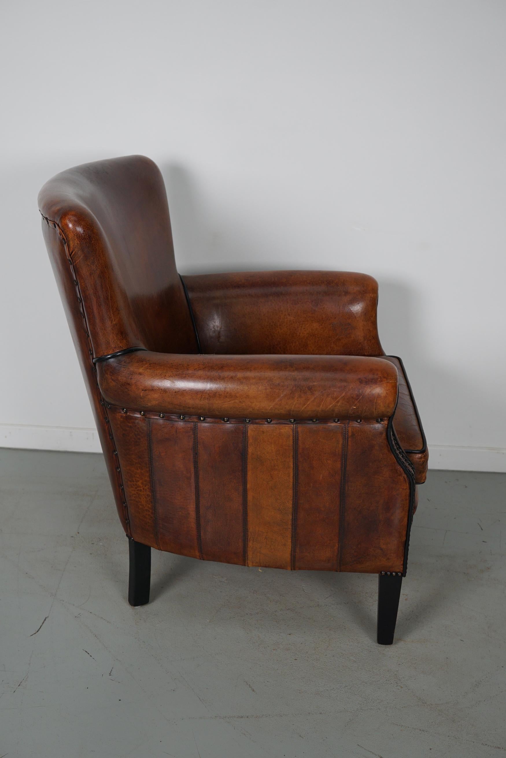 Vintage Dutch Cognac Colored Leather Club Chair 5