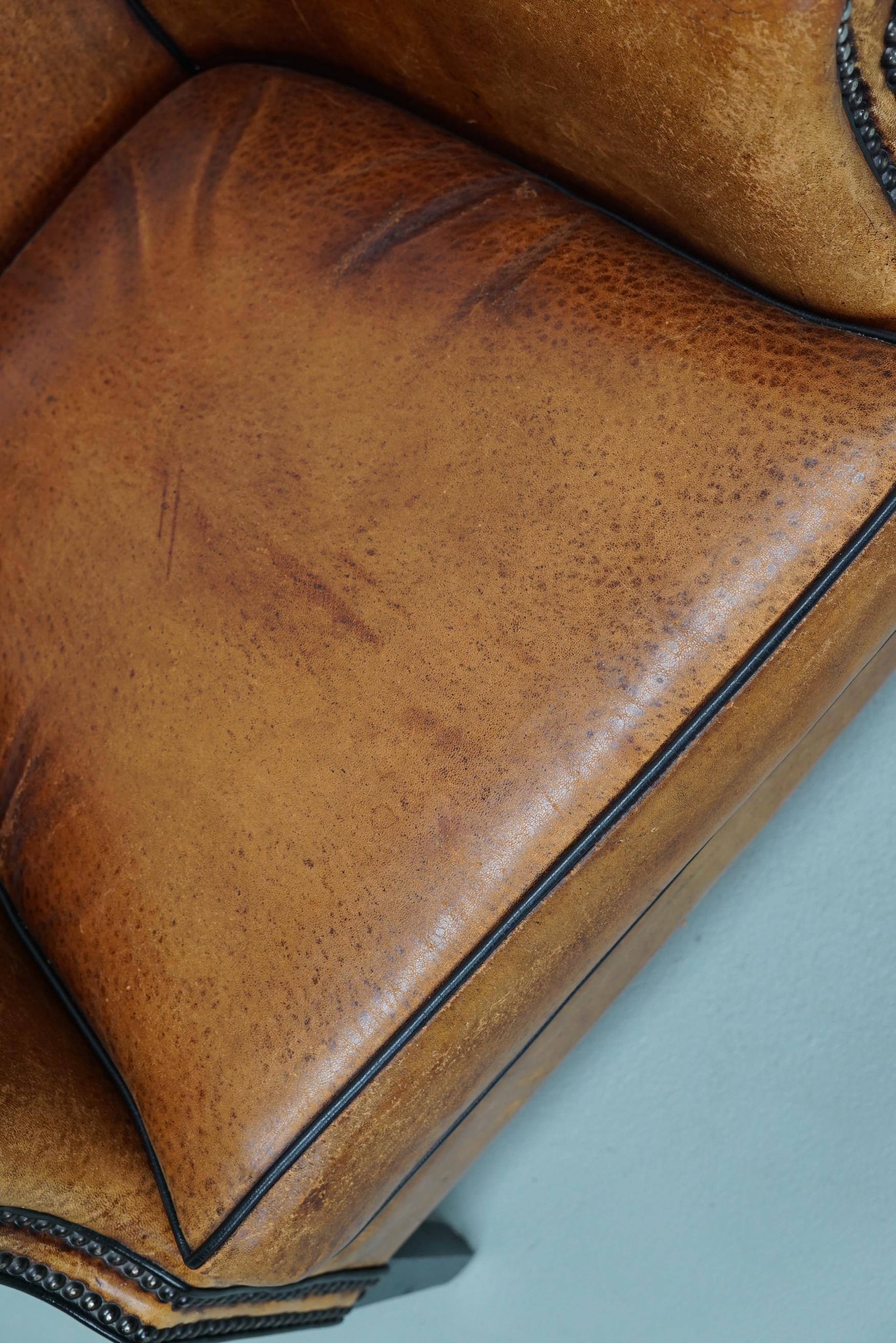 Vintage Dutch Cognac Colored Leather Club Chair For Sale 6