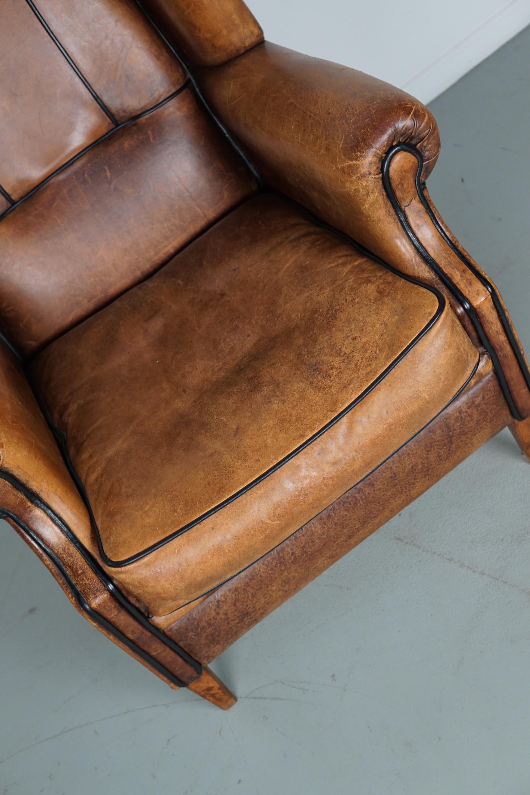 Vintage Dutch Cognac Colored Leather Club Chair For Sale 5