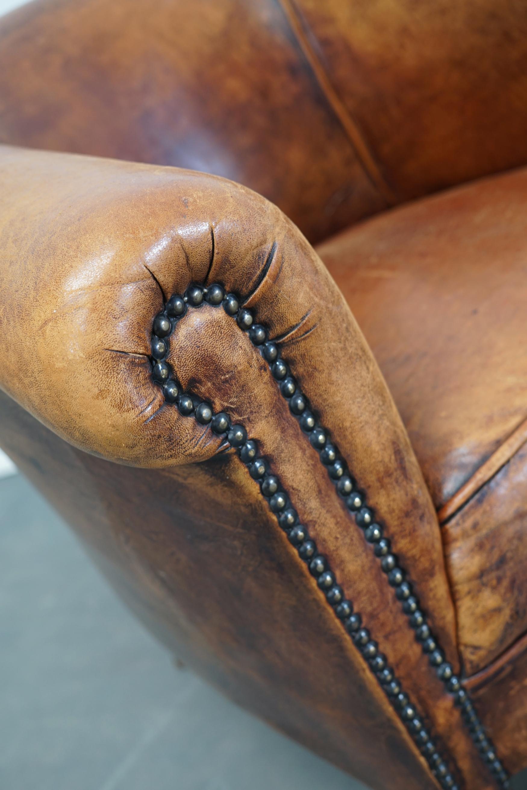 Vintage Dutch Cognac-Colored Leather Club Chair 6