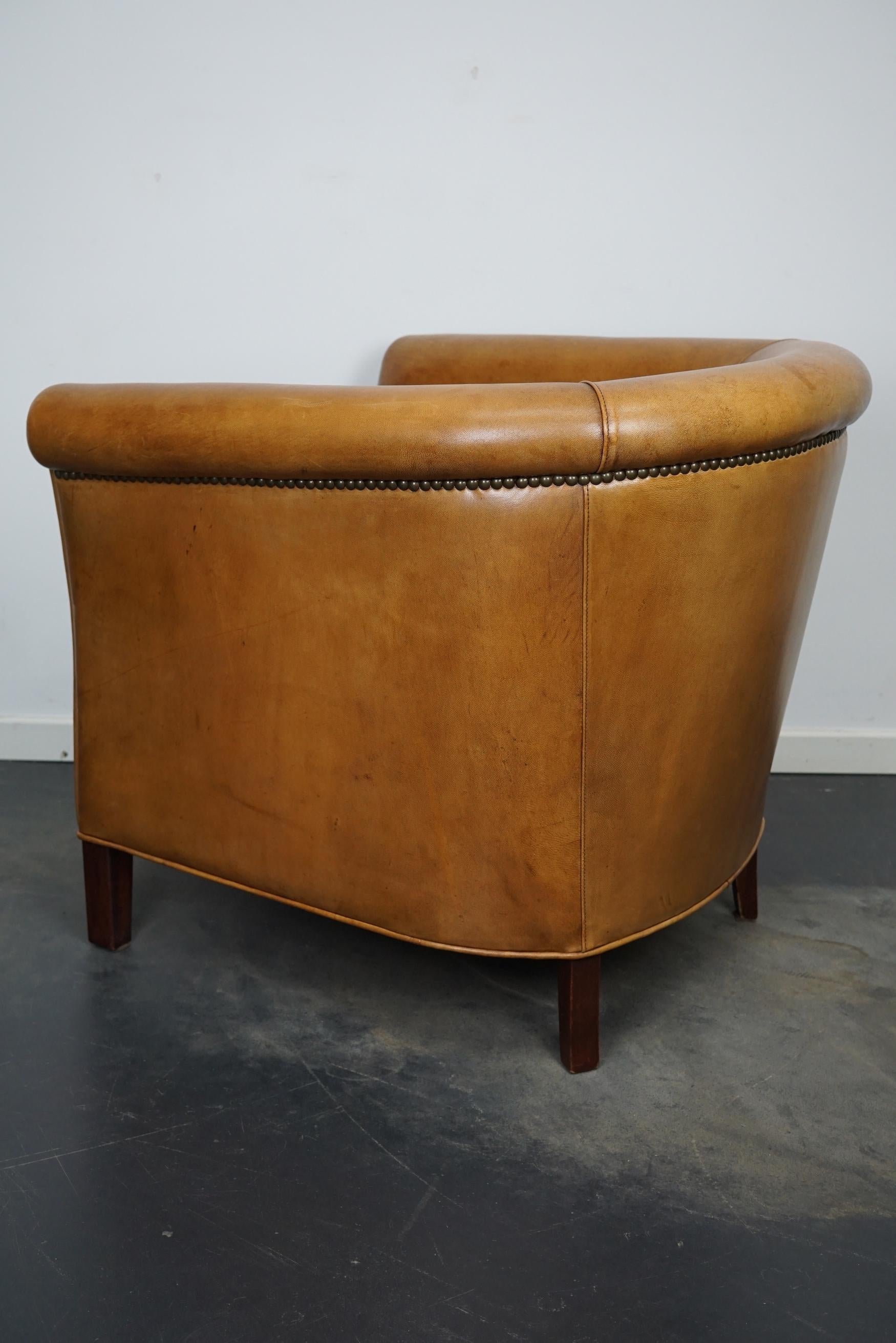 Vintage Dutch Cognac Colored Leather Club Chair 6