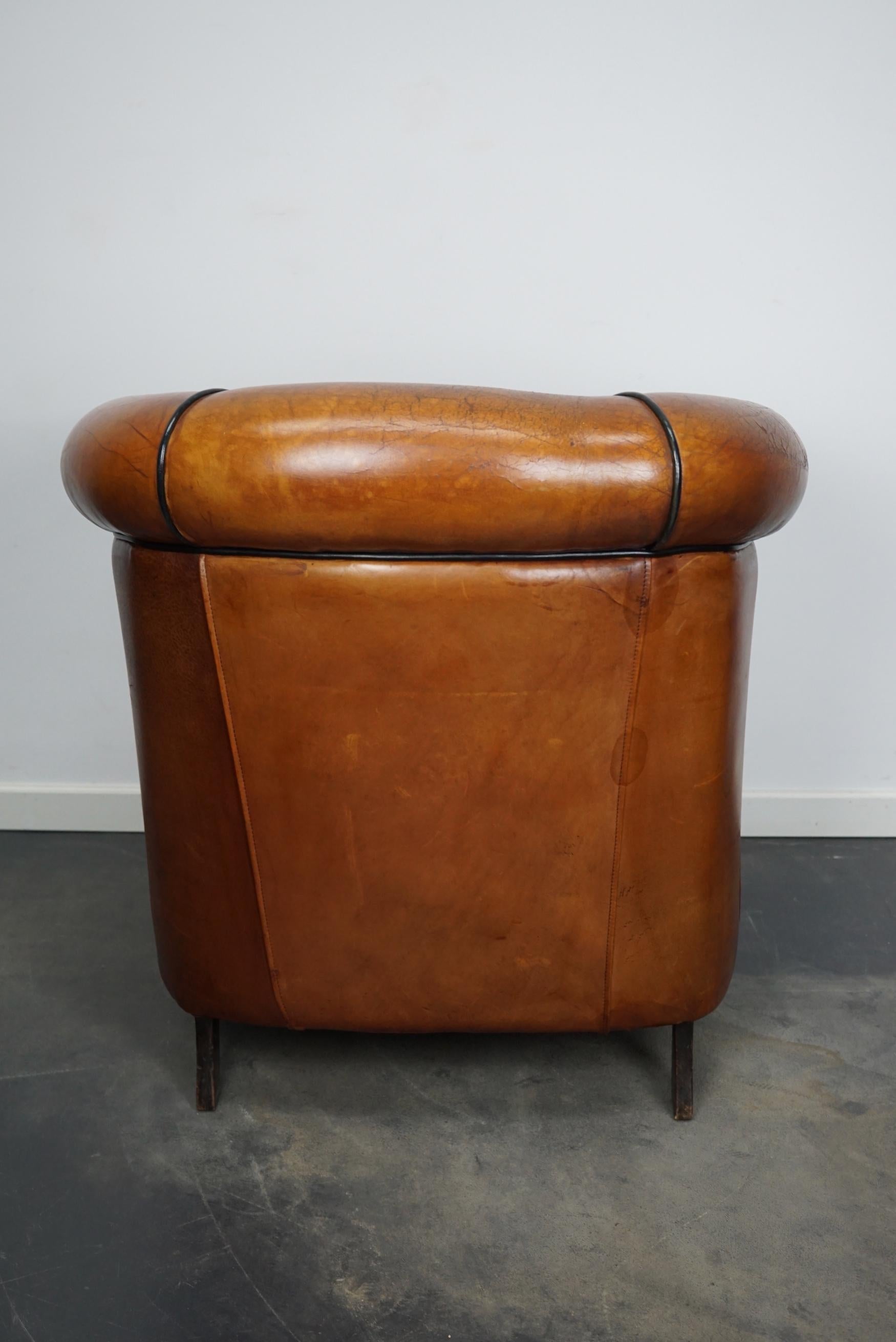 Vintage Dutch Cognac Colored Leather Club Chair 6