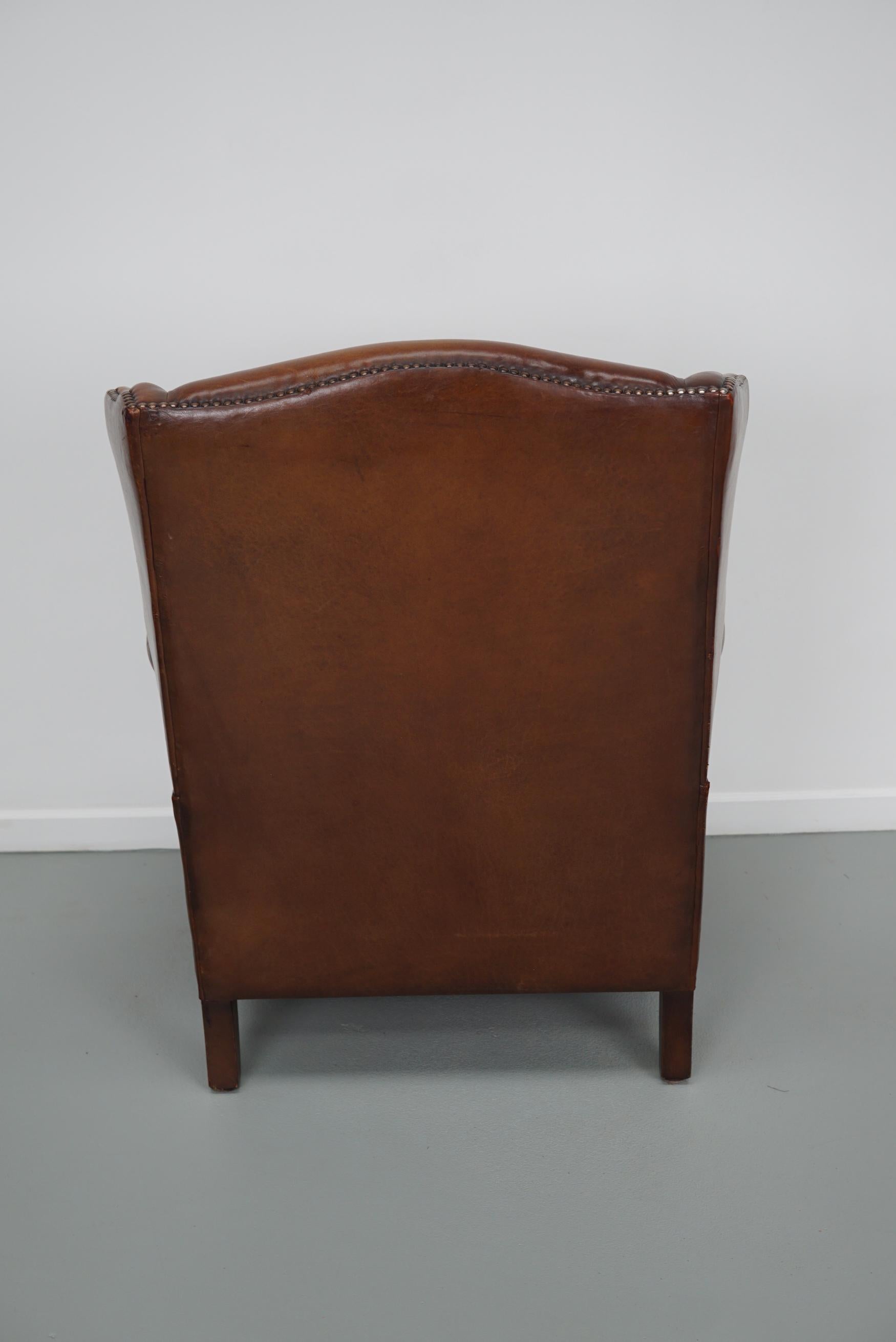 Vintage Dutch Cognac Colored Leather Club Chair For Sale 7