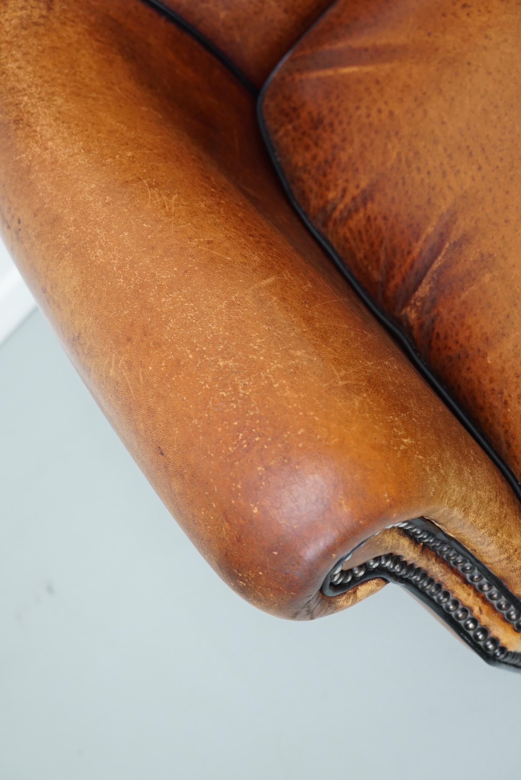 Vintage Dutch Cognac Colored Leather Club Chair For Sale 7