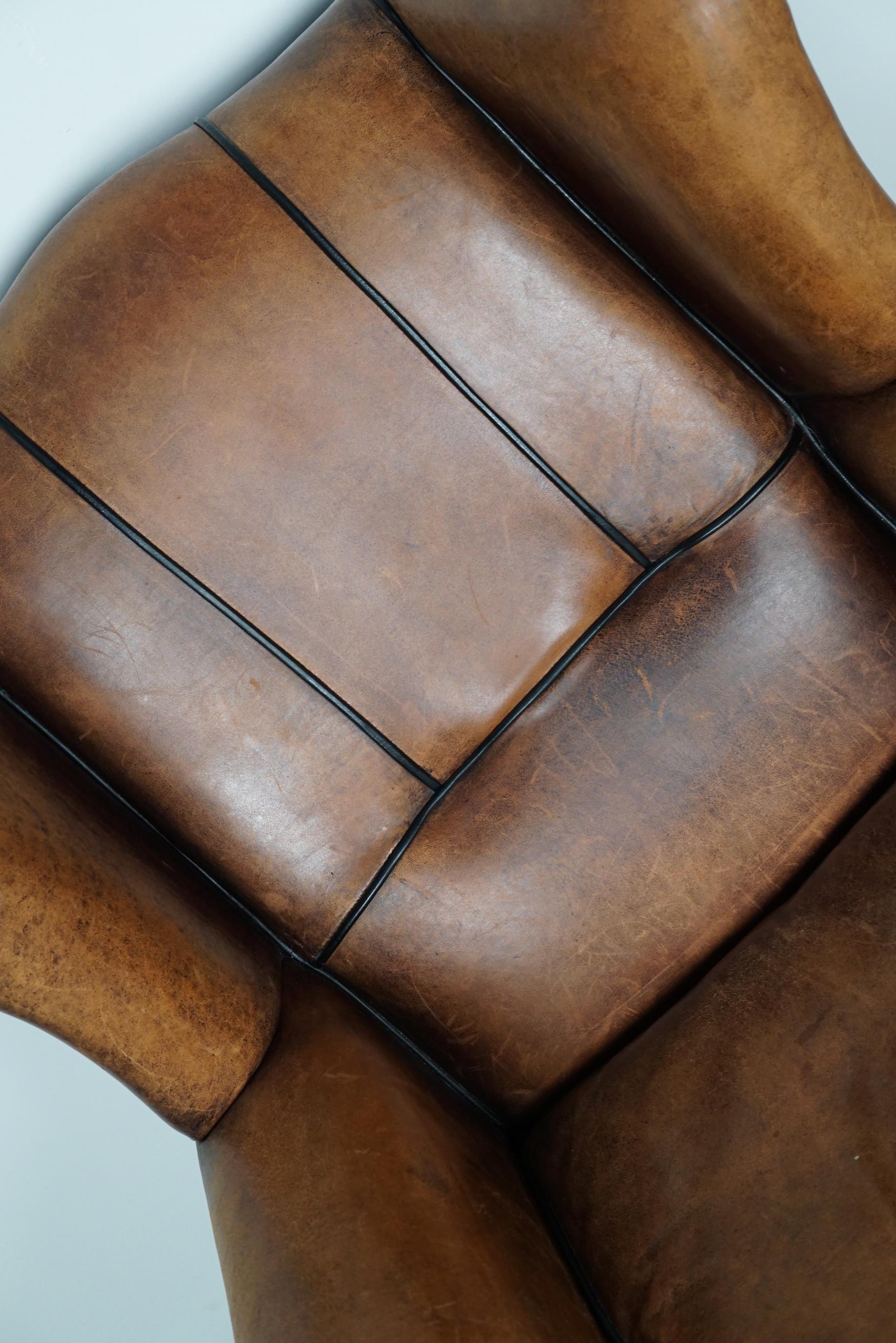 Vintage Dutch Cognac Colored Leather Club Chair For Sale 6