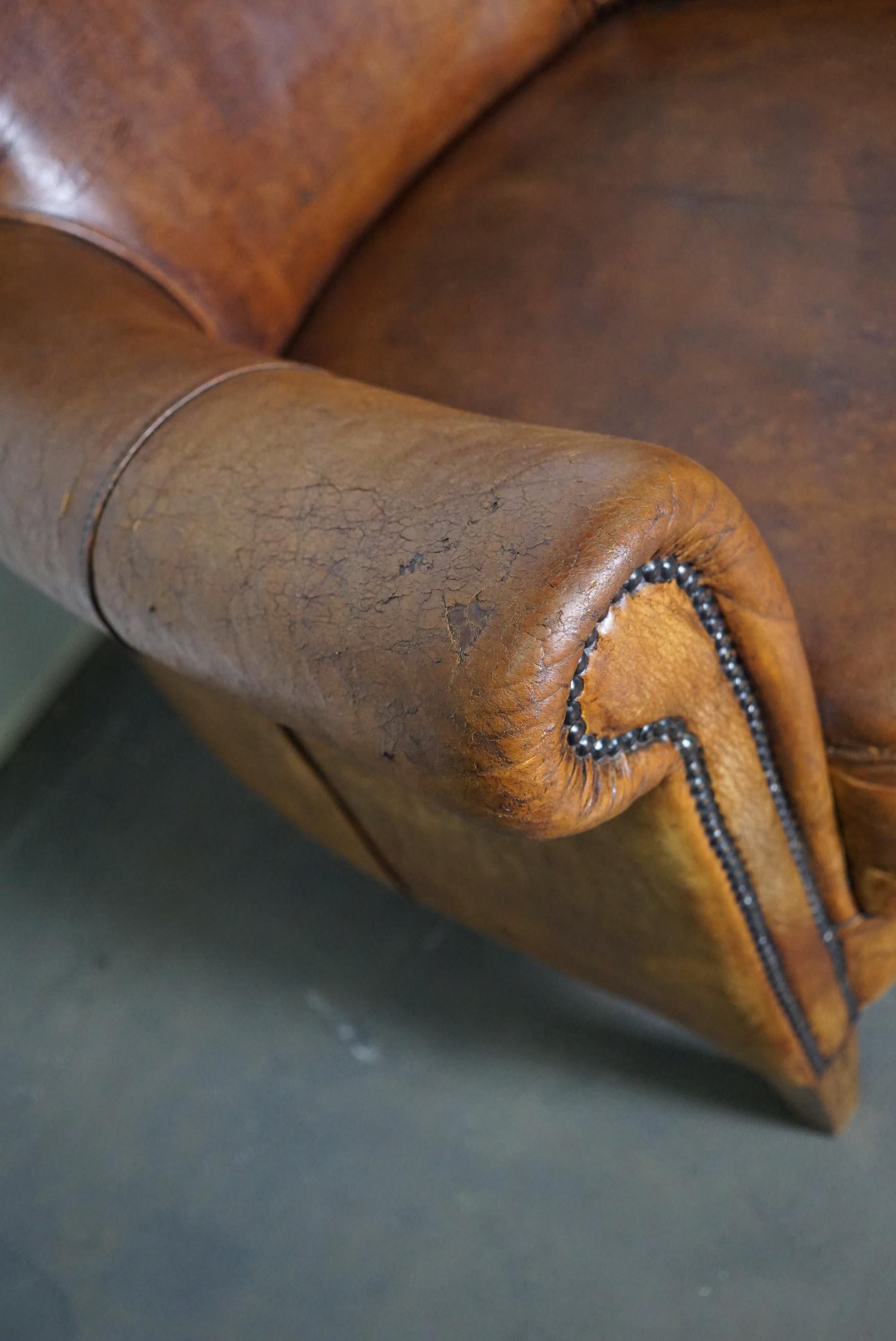 Vintage Dutch Cognac-Colored Leather Club Chair 7