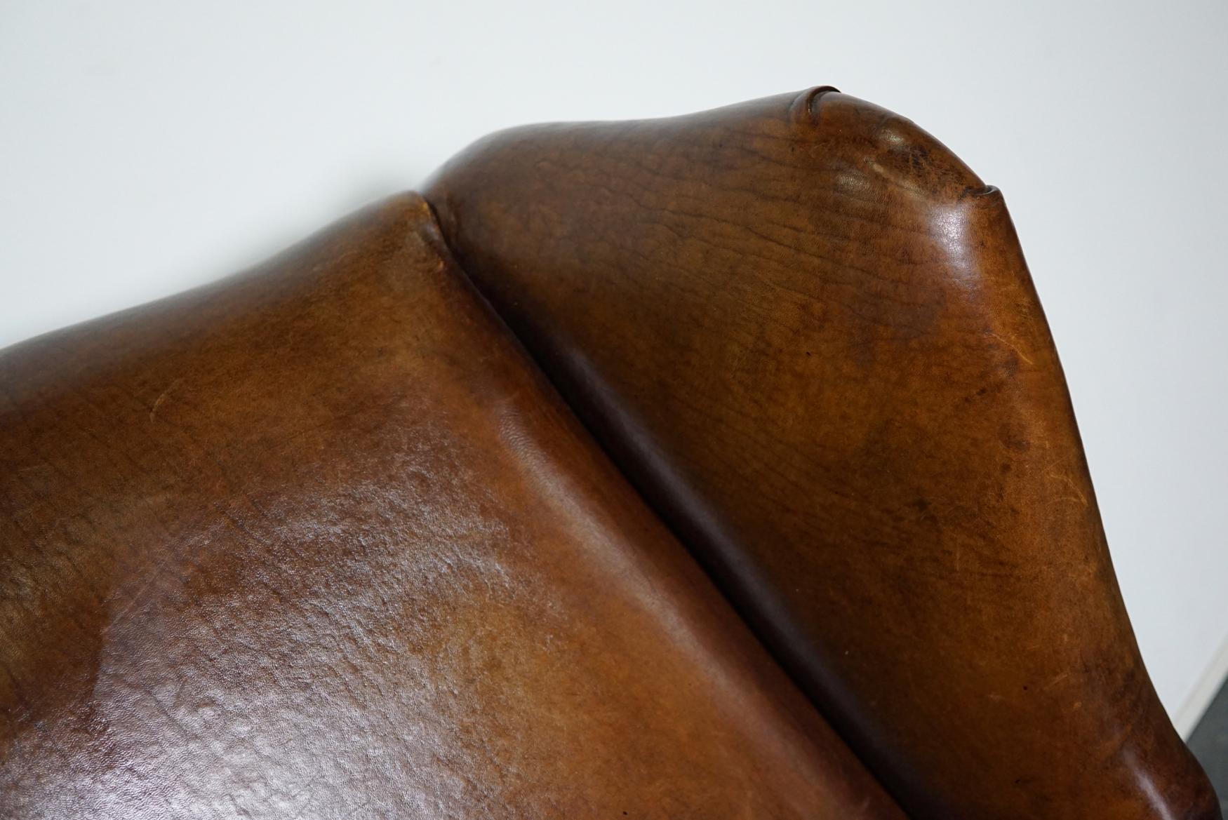 Vintage Dutch Cognac-Colored Leather Club Chair 6