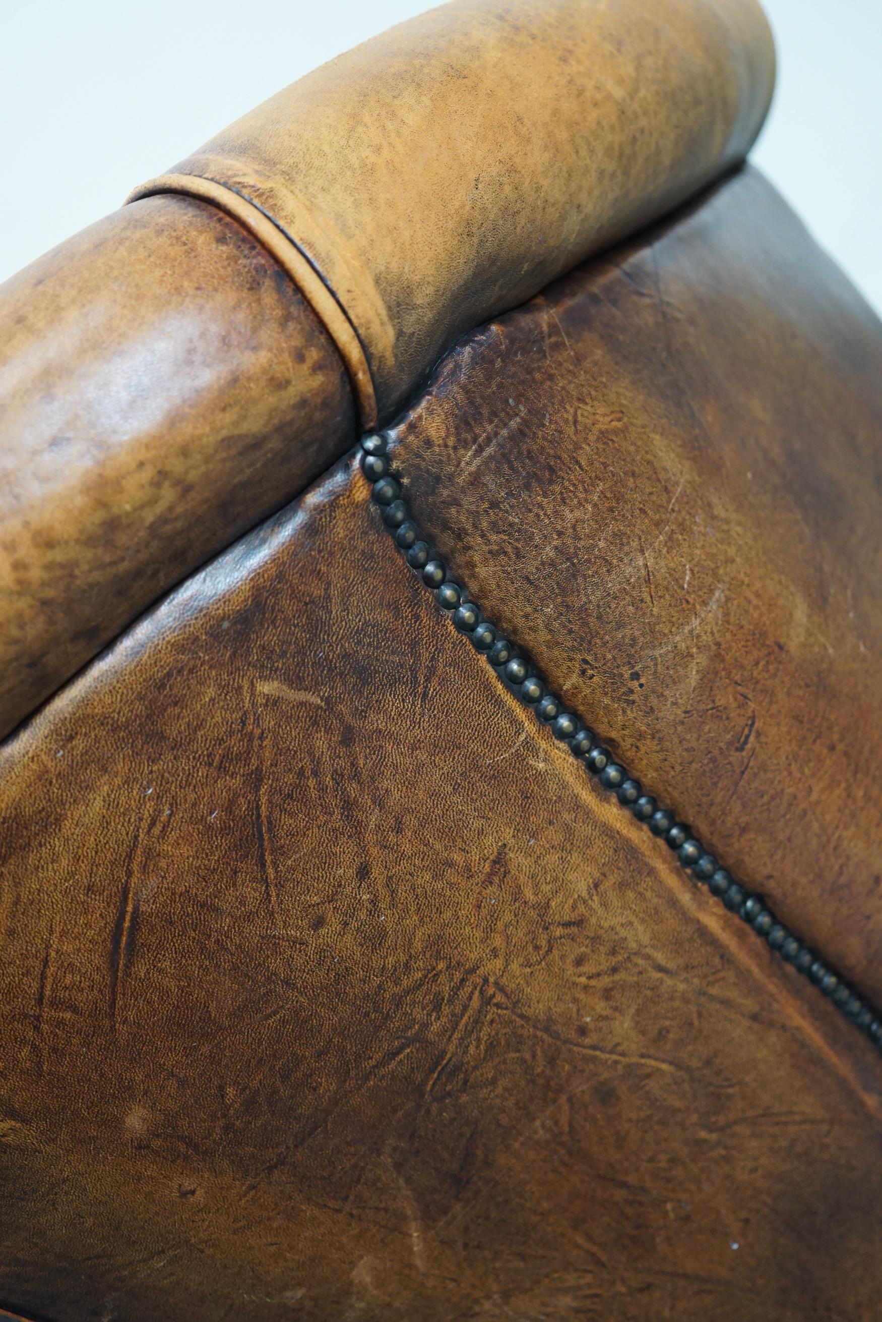 Vintage Dutch Cognac Colored Leather Club Chair For Sale 6