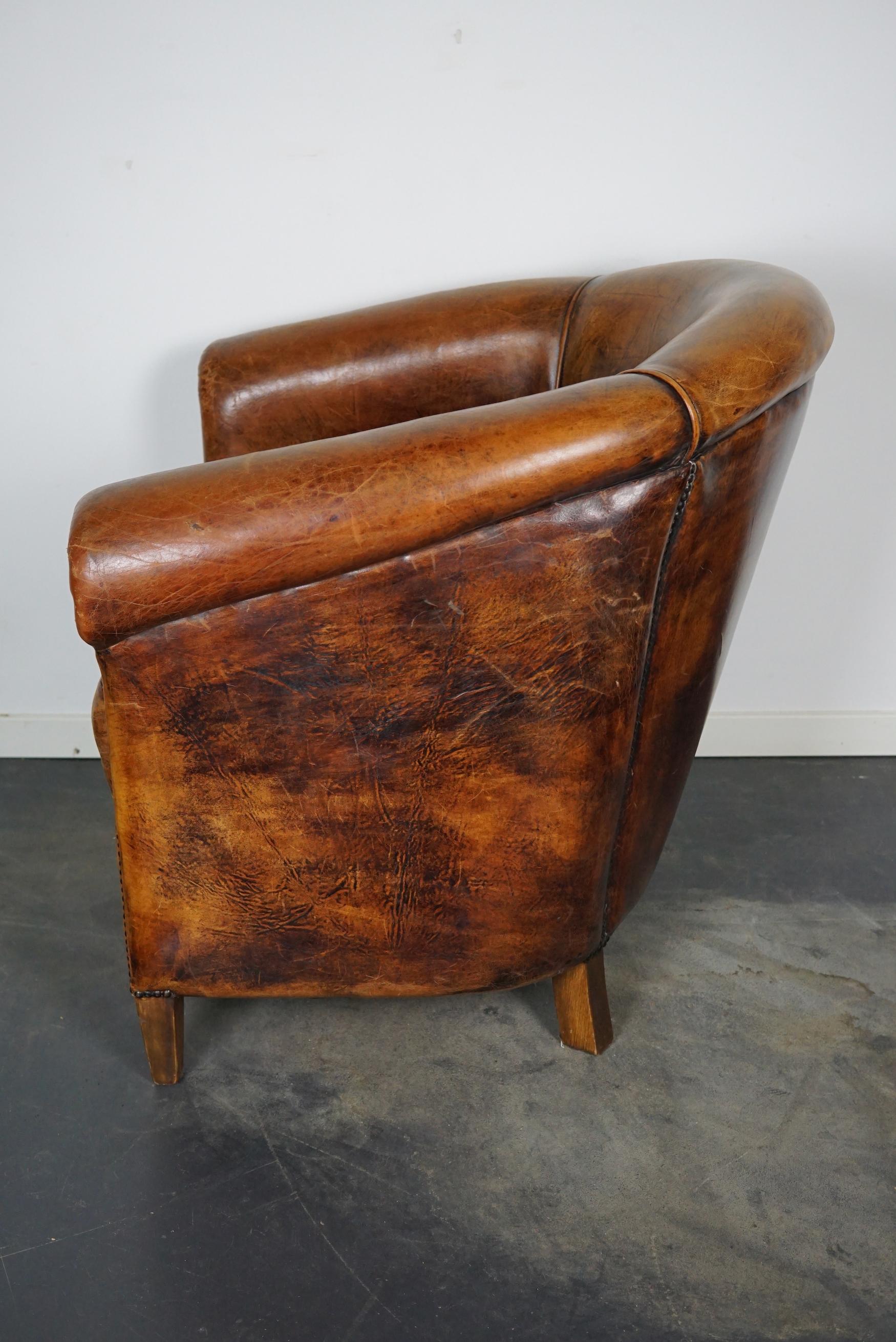 Vintage Dutch Cognac Colored Leather Club Chair 6