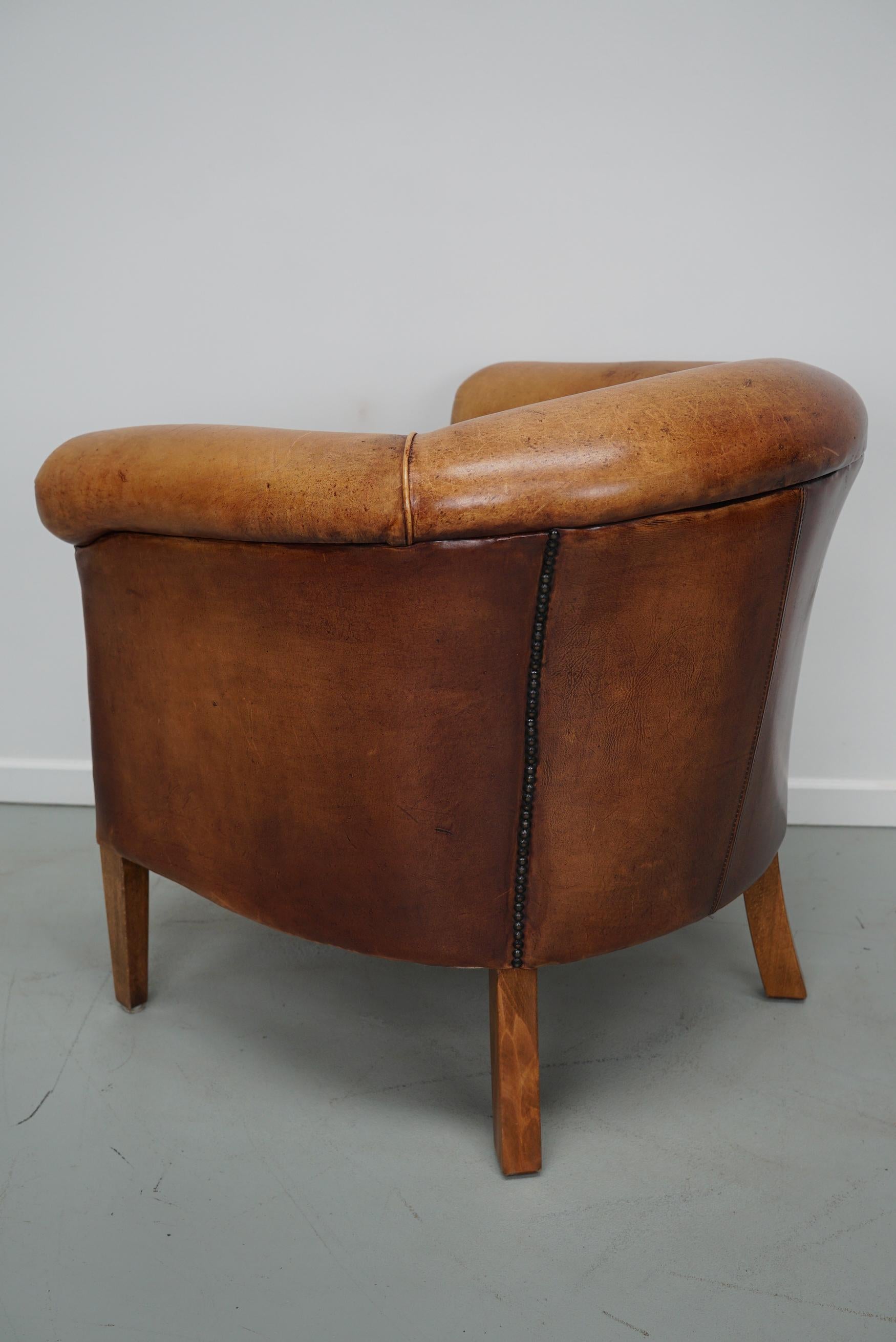 Vintage Dutch Cognac Colored Leather Club Chair 6