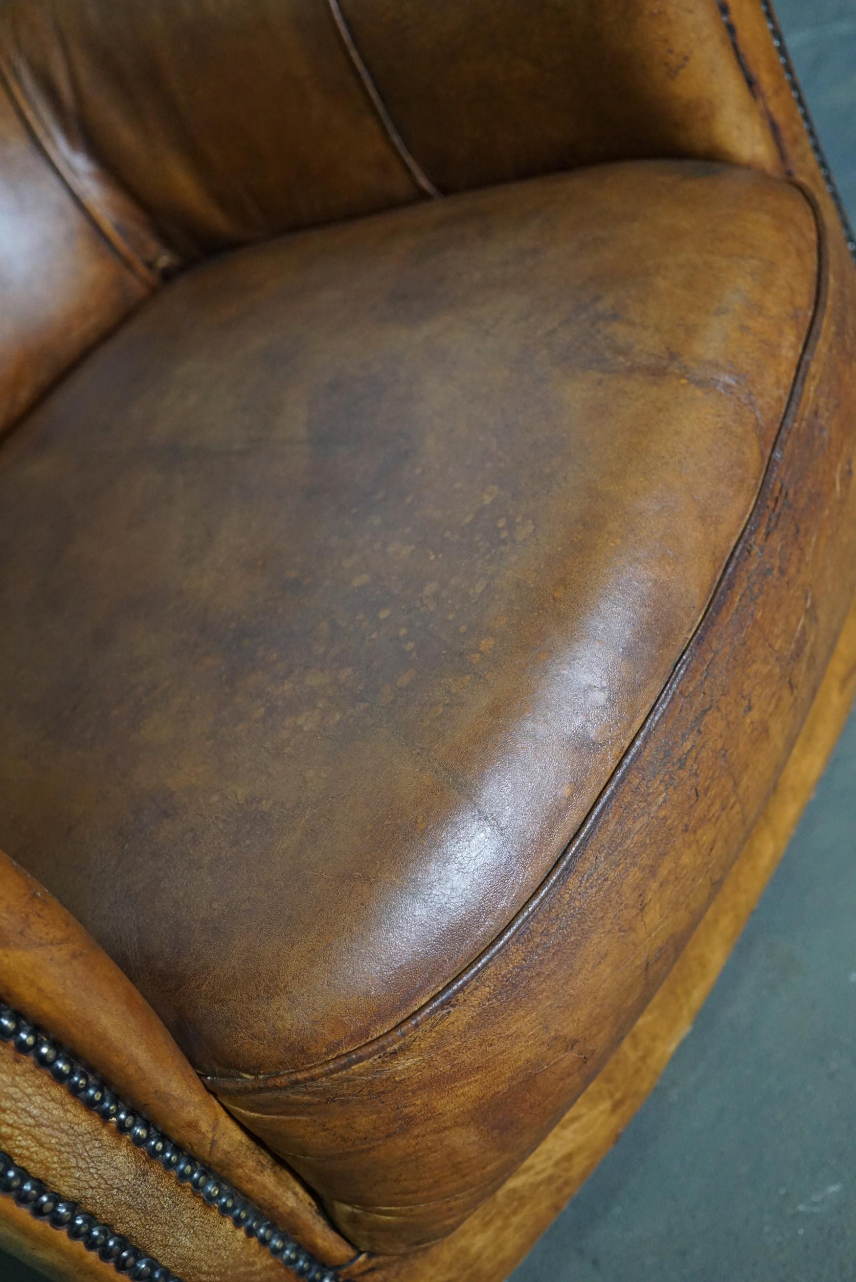Vintage Dutch Cognac-Colored Leather Club Chair 8