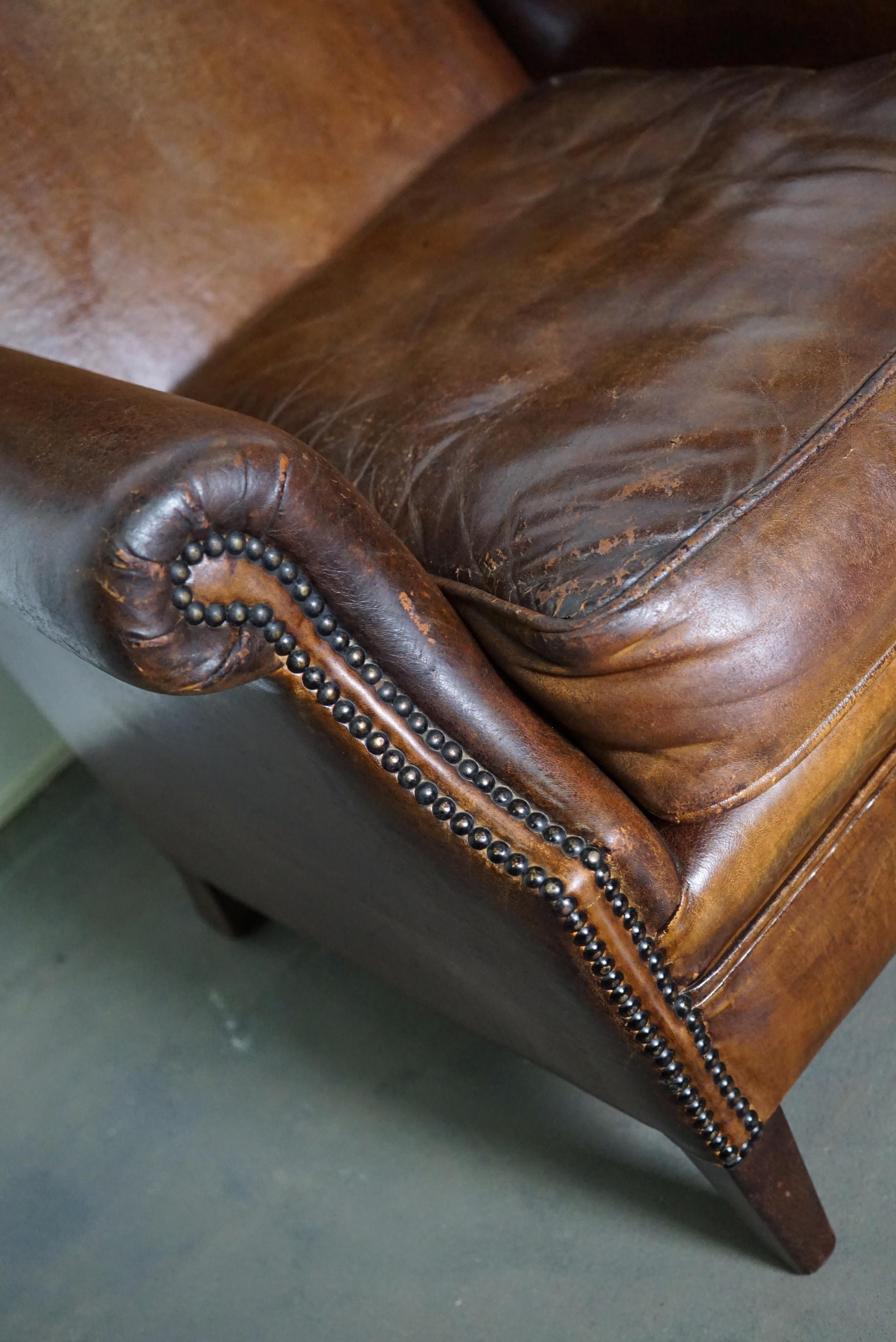 Vintage Dutch Cognac-Colored Leather Club Chair 7