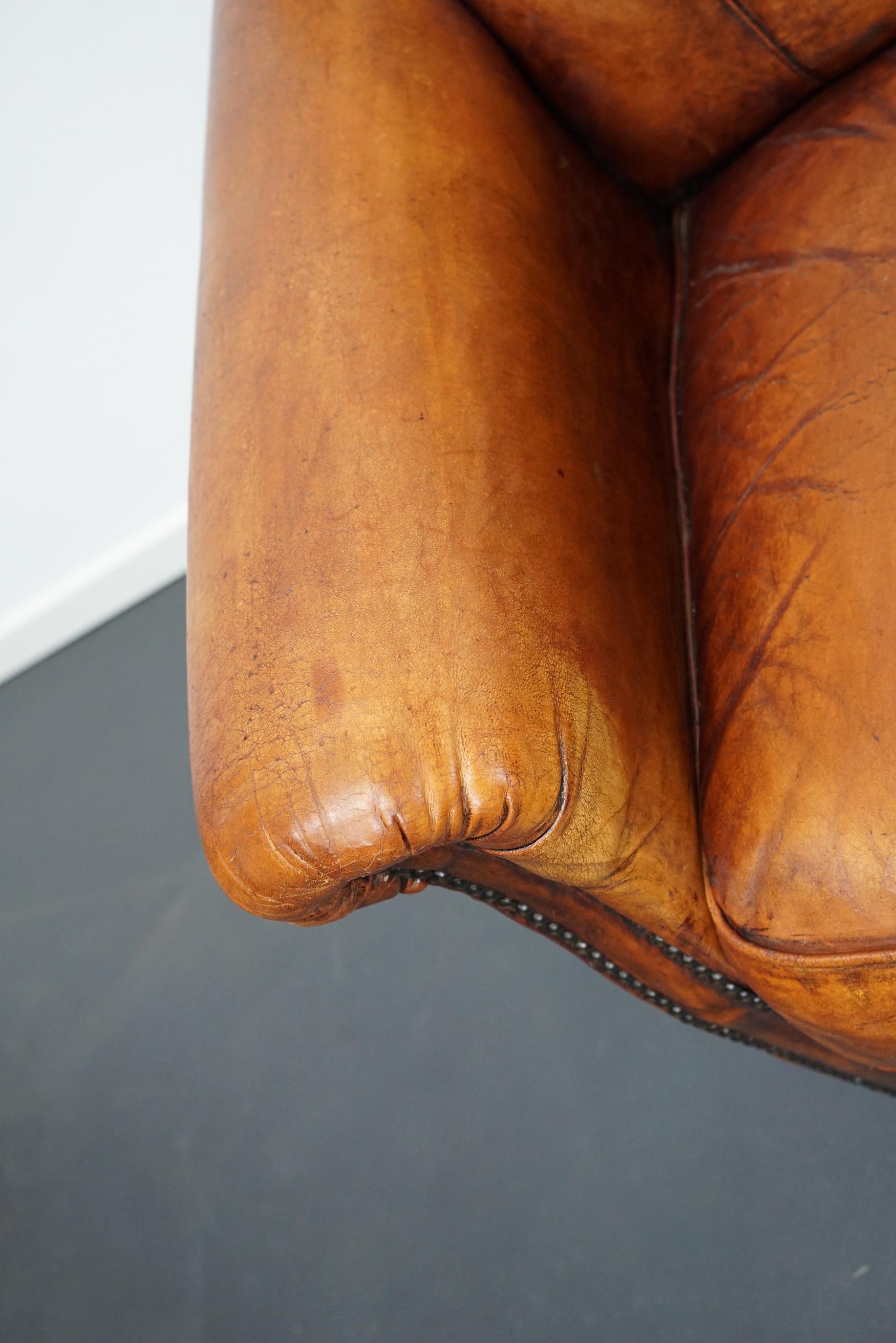 Vintage Dutch Cognac Colored Leather Club Chair 8