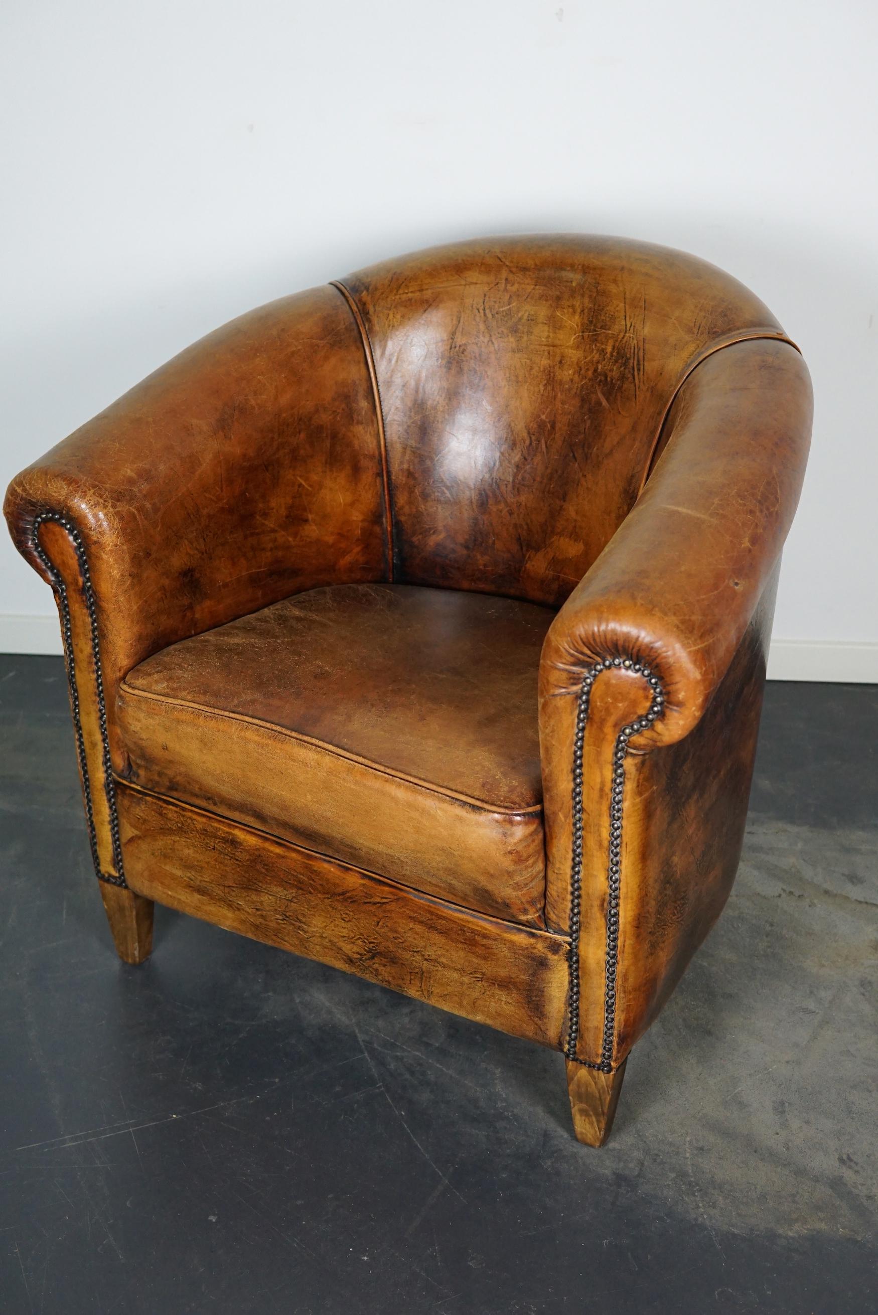 Vintage Dutch Cognac Colored Leather Club Chair 7