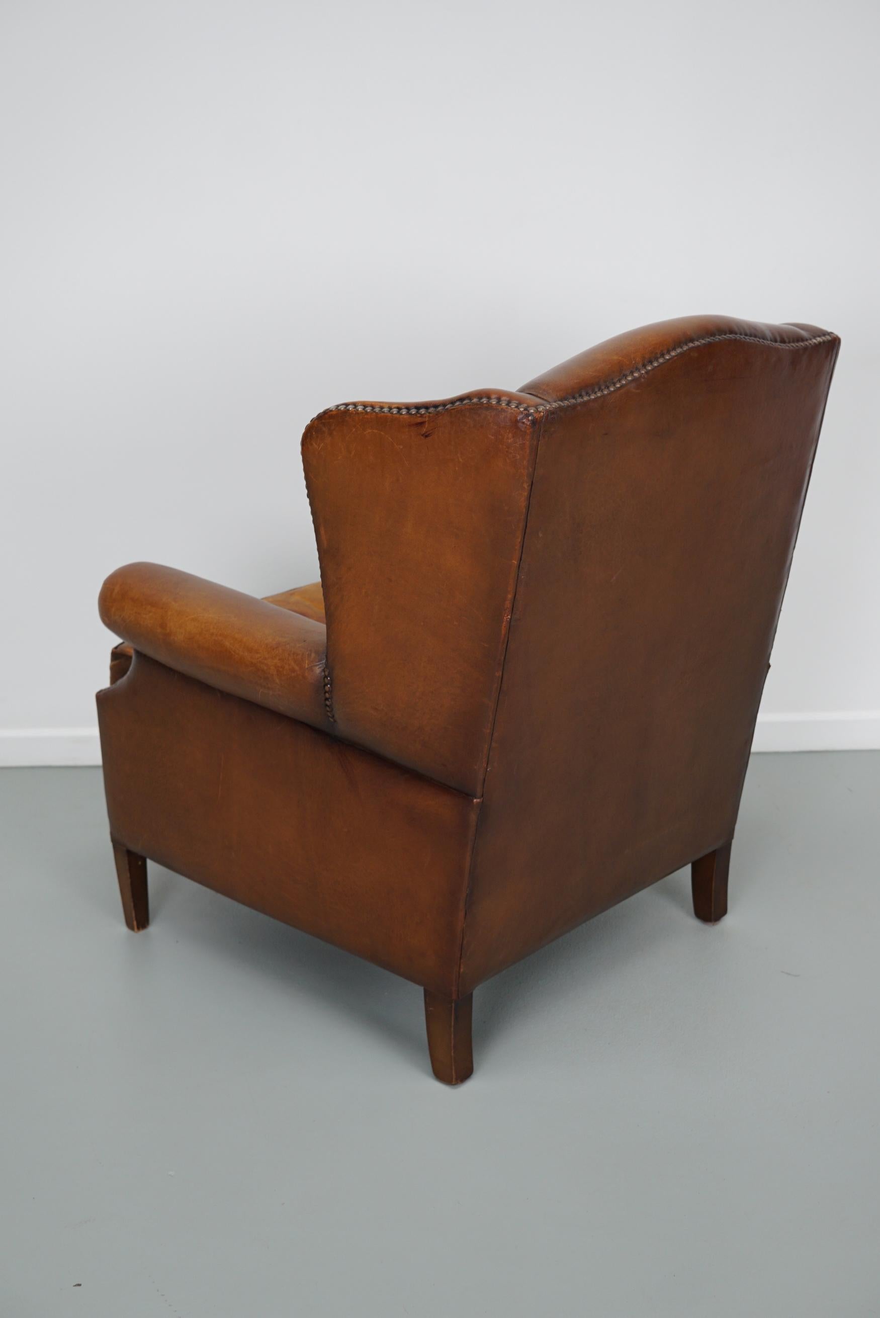 Vintage Dutch Cognac Colored Leather Club Chair For Sale 9