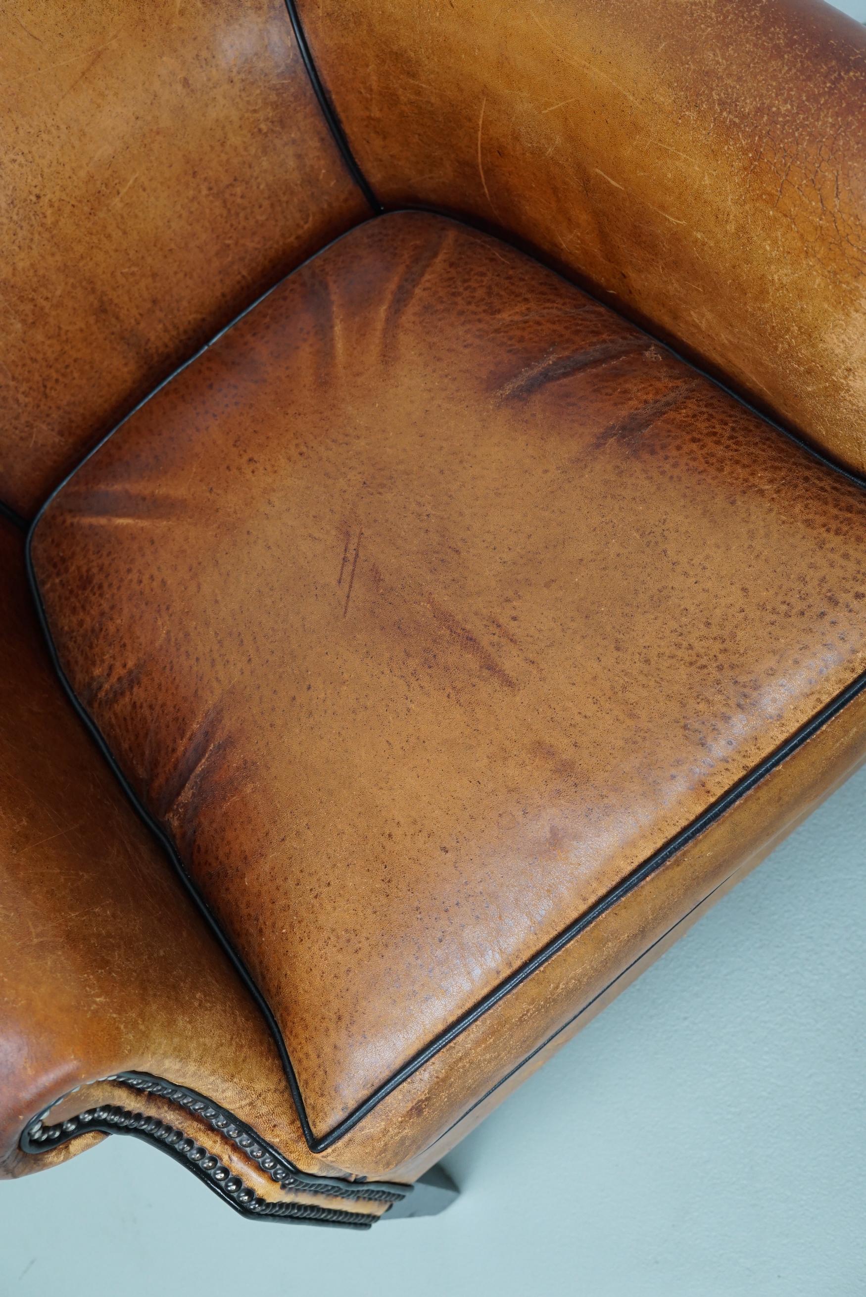 Vintage Dutch Cognac Colored Leather Club Chair For Sale 9