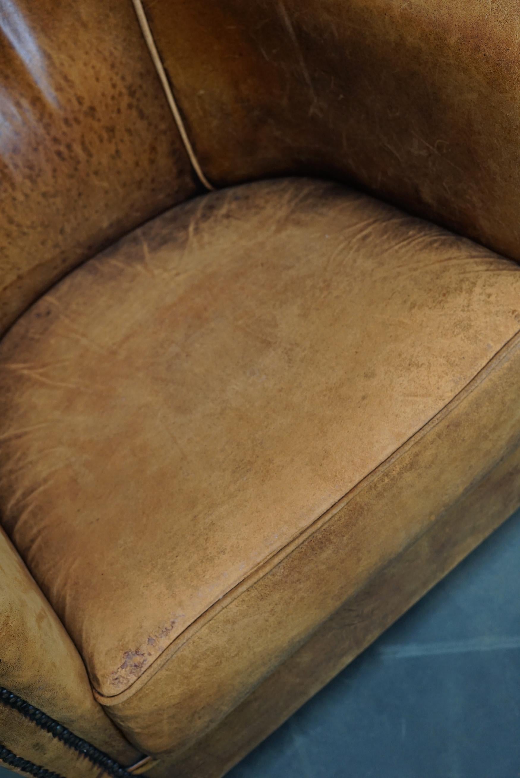 Vintage Dutch Cognac Colored Leather Club Chair For Sale 8