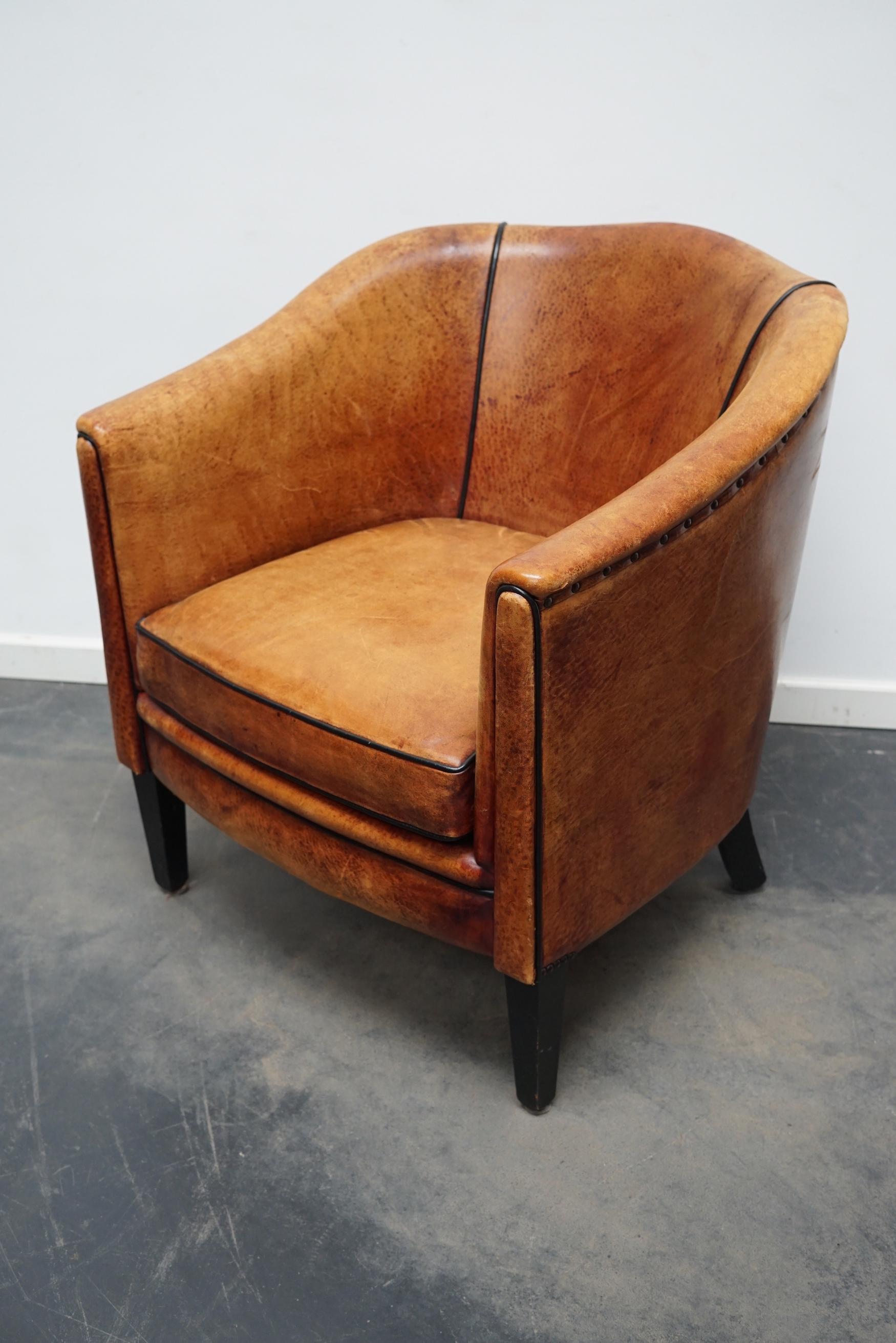 Vintage Dutch Cognac Colored Leather Club Chair 9