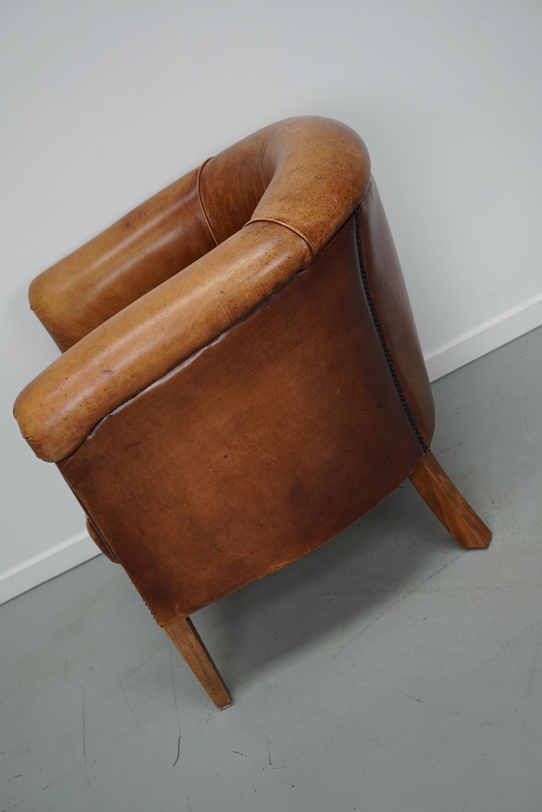 Vintage Dutch Cognac Colored Leather Club Chair 8