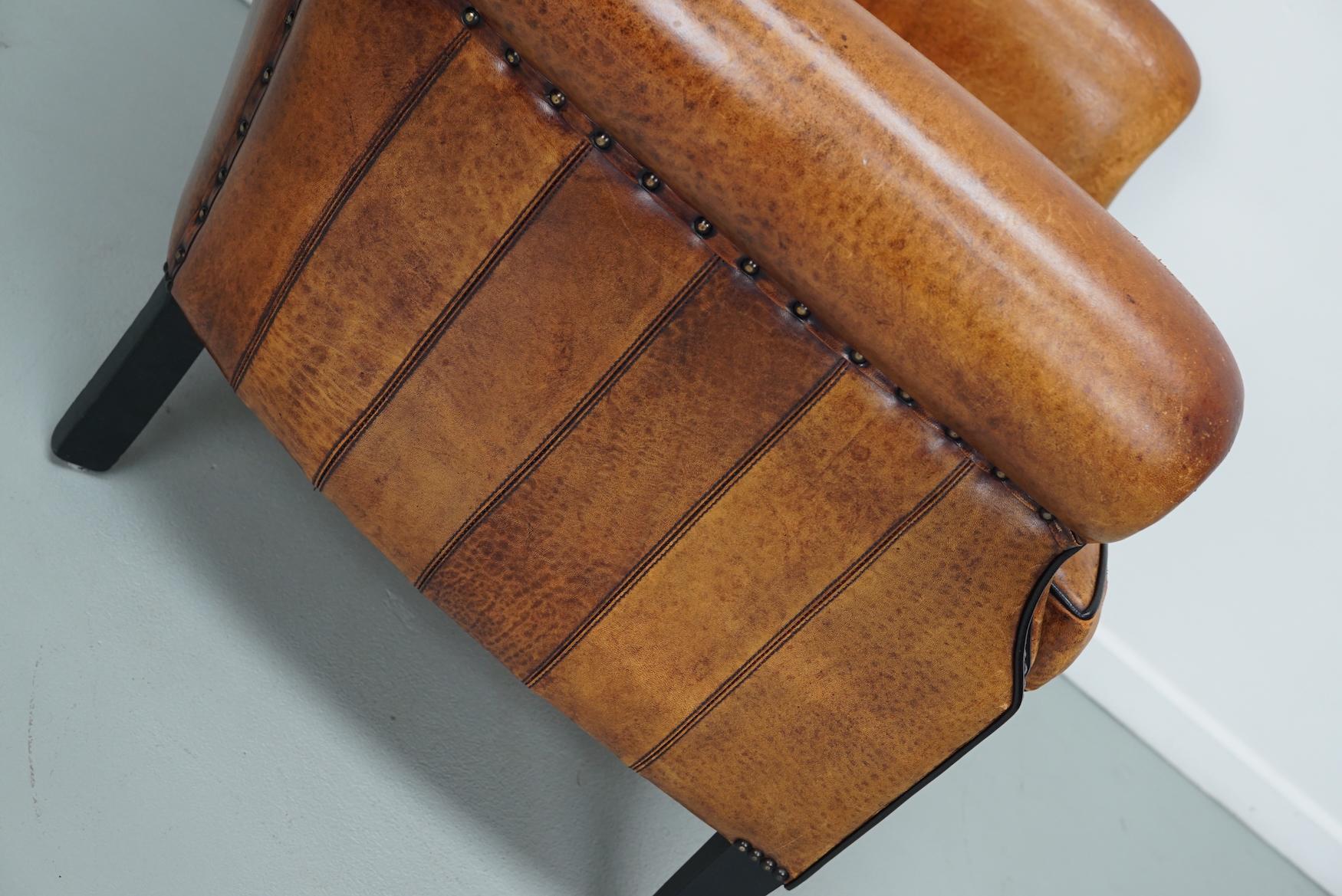 Vintage Dutch Cognac Colored Leather Club Chair For Sale 10