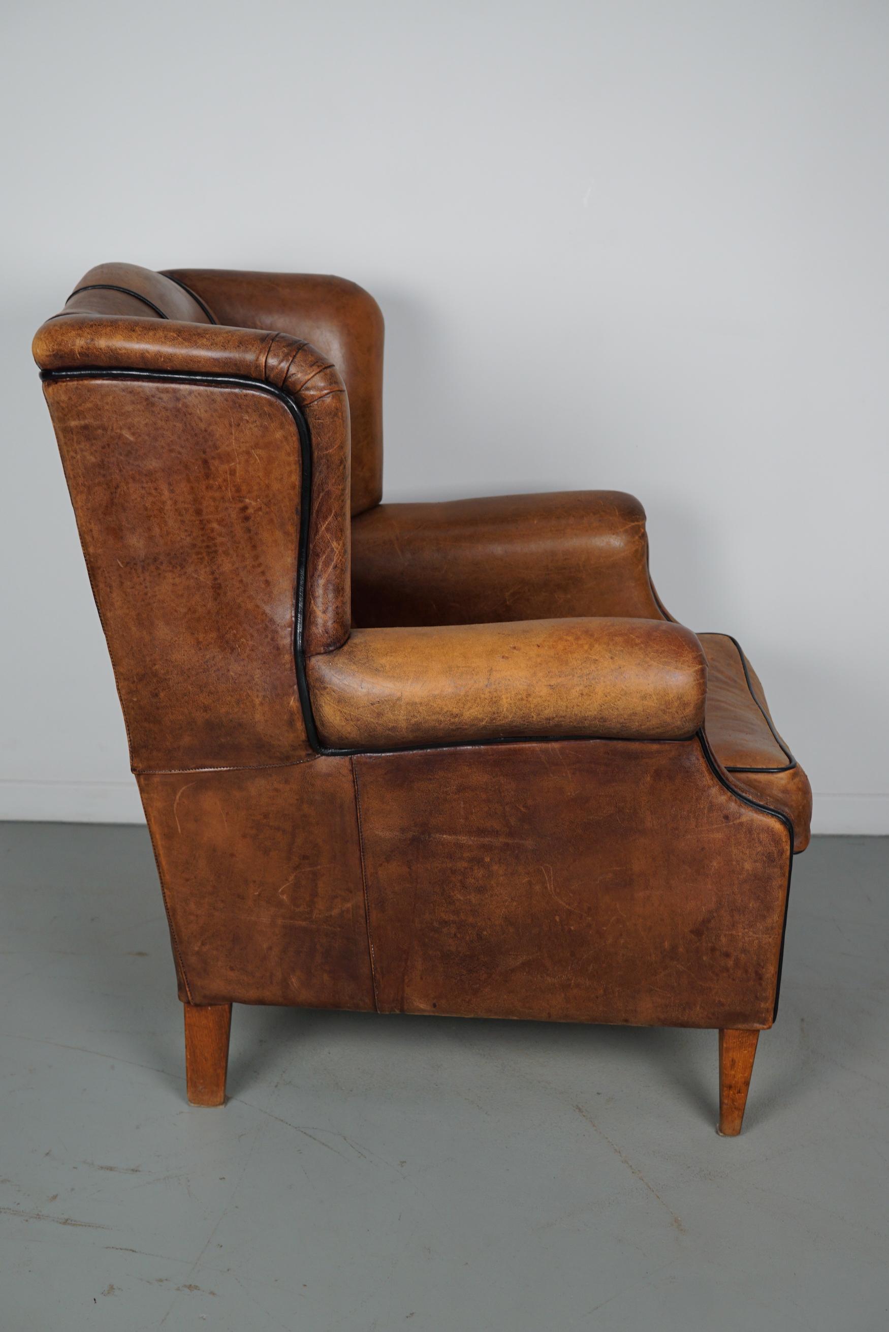 Vintage Dutch Cognac Colored Leather Club Chair For Sale 9