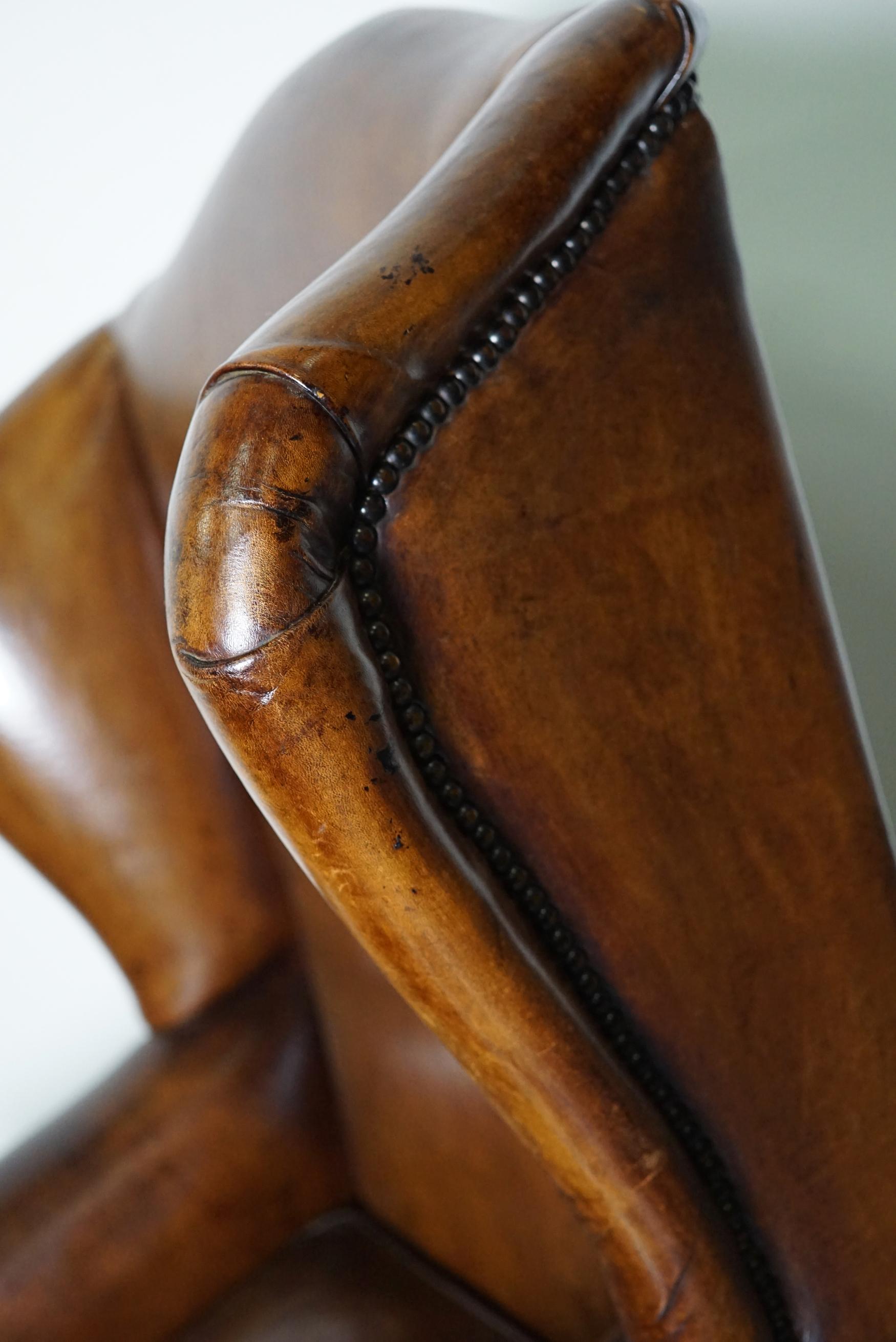 Vintage Dutch Cognac-Colored Leather Club Chair 9