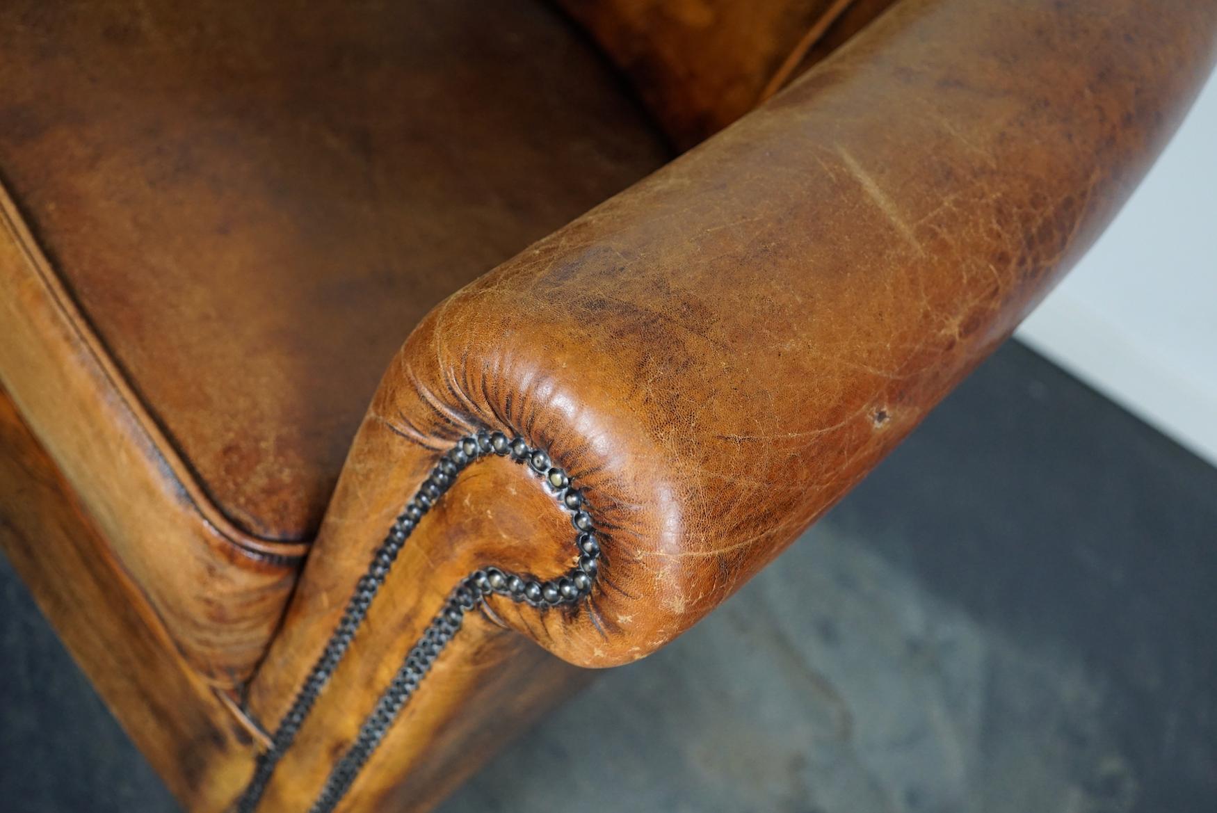 Vintage Dutch Cognac Colored Leather Club Chair 9