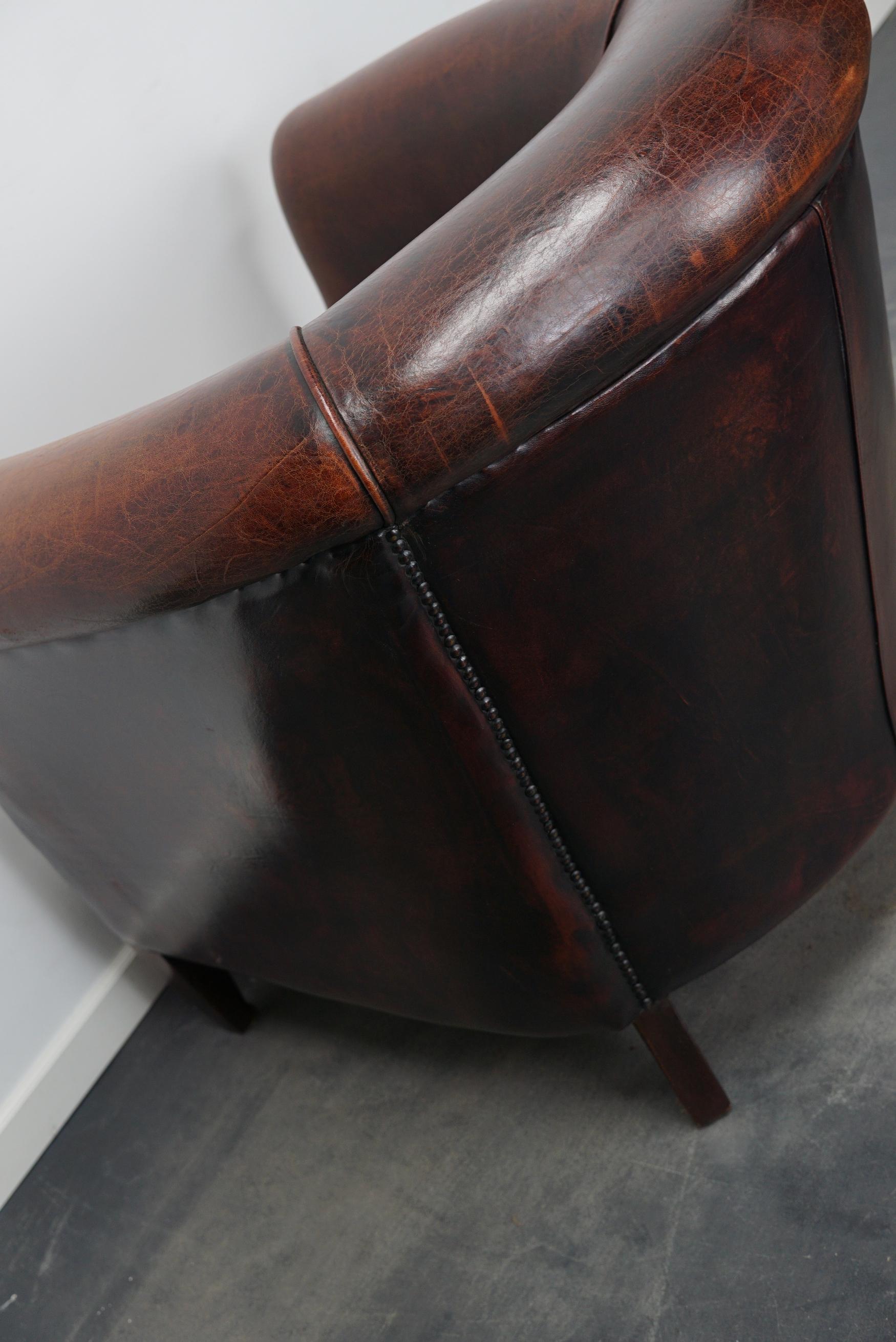 Vintage Dutch Cognac Colored Leather Club Chair 10