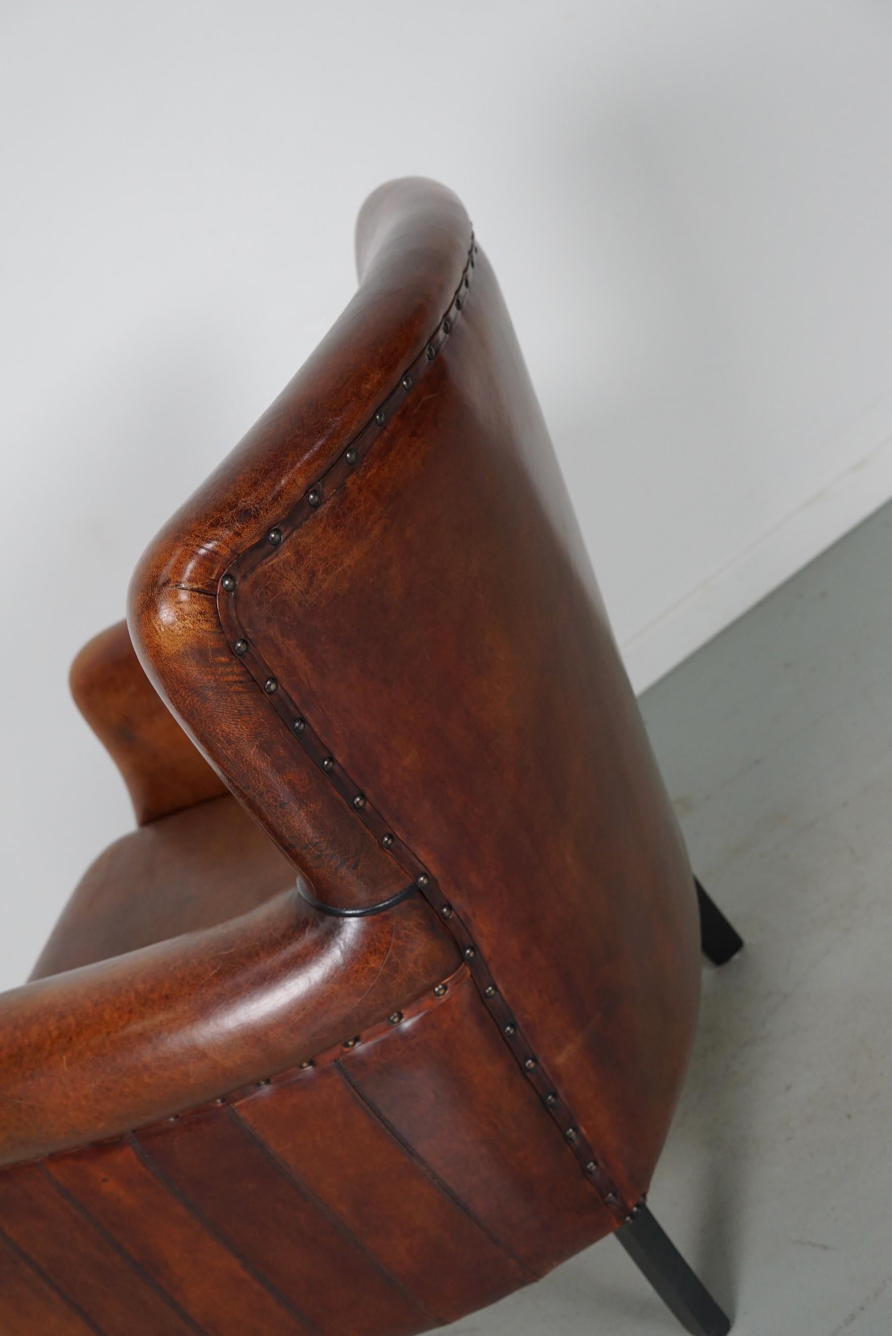 Vintage Dutch Cognac Colored Leather Club Chair 10