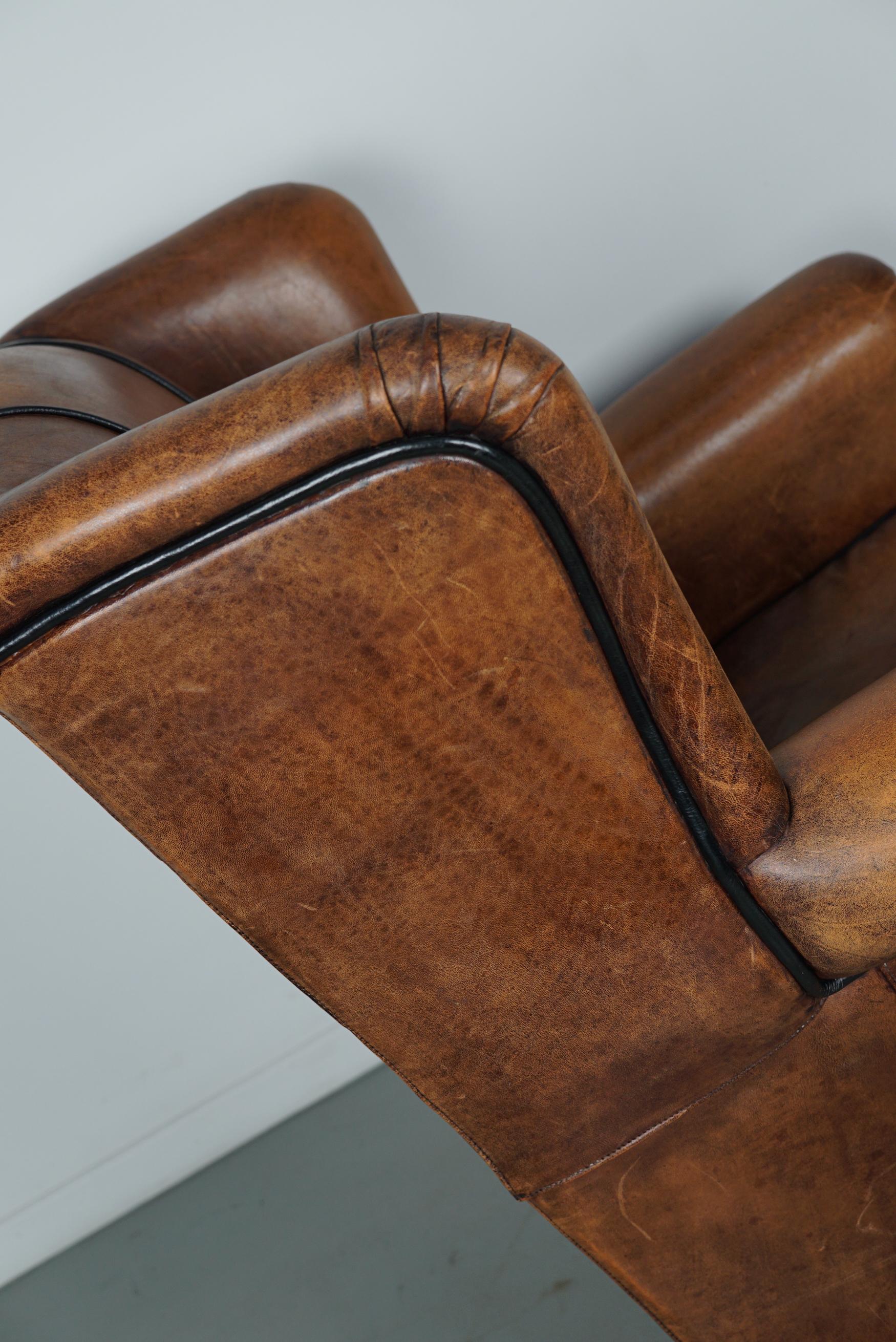 Vintage Dutch Cognac Colored Leather Club Chair For Sale 10