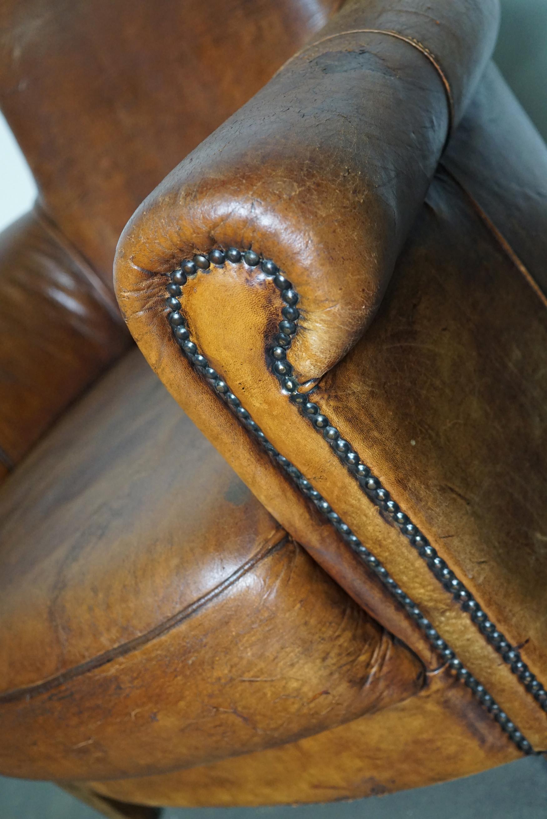 Vintage Dutch Cognac-Colored Leather Club Chair 11