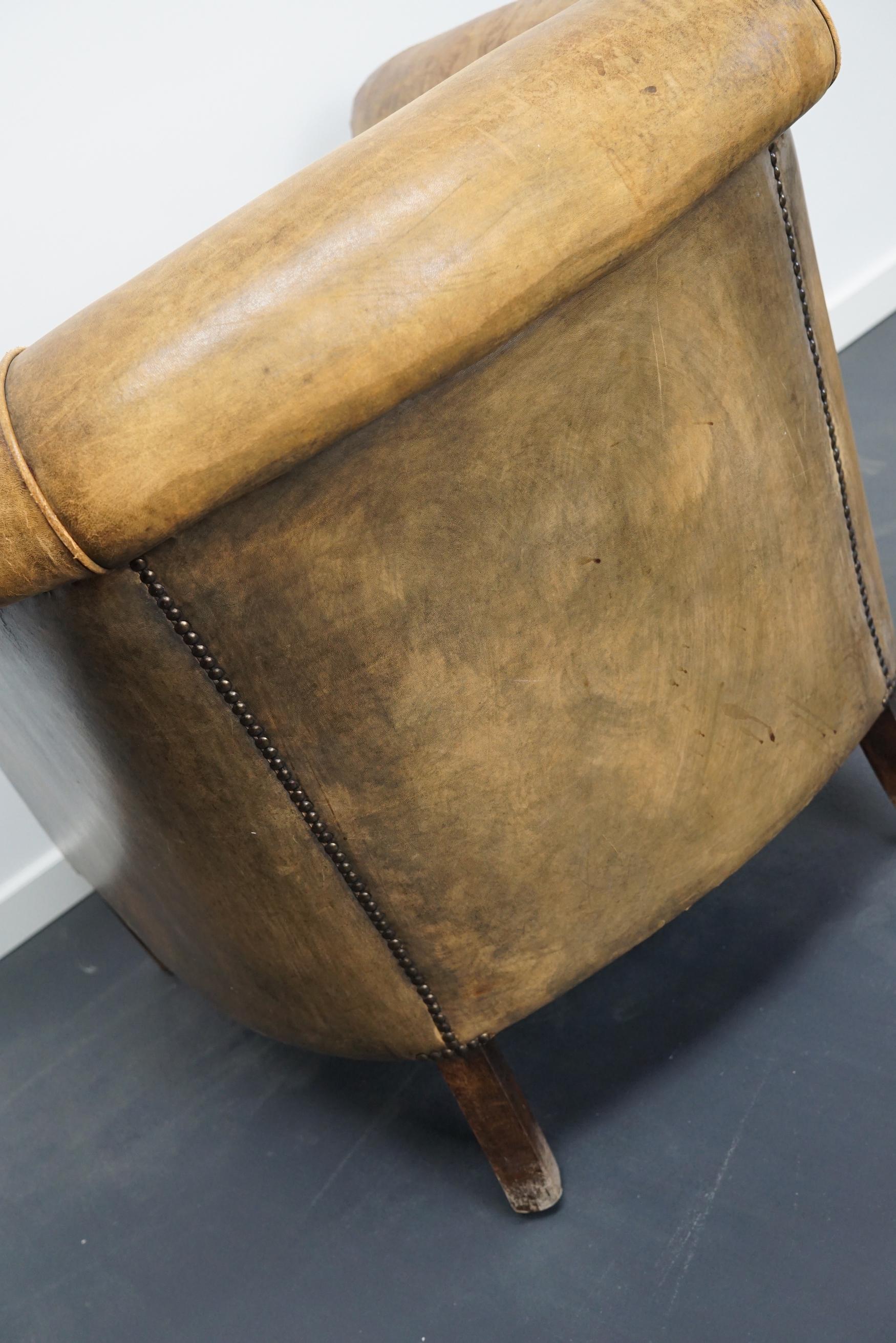 Vintage Dutch Cognac Colored Leather Club Chair For Sale 10